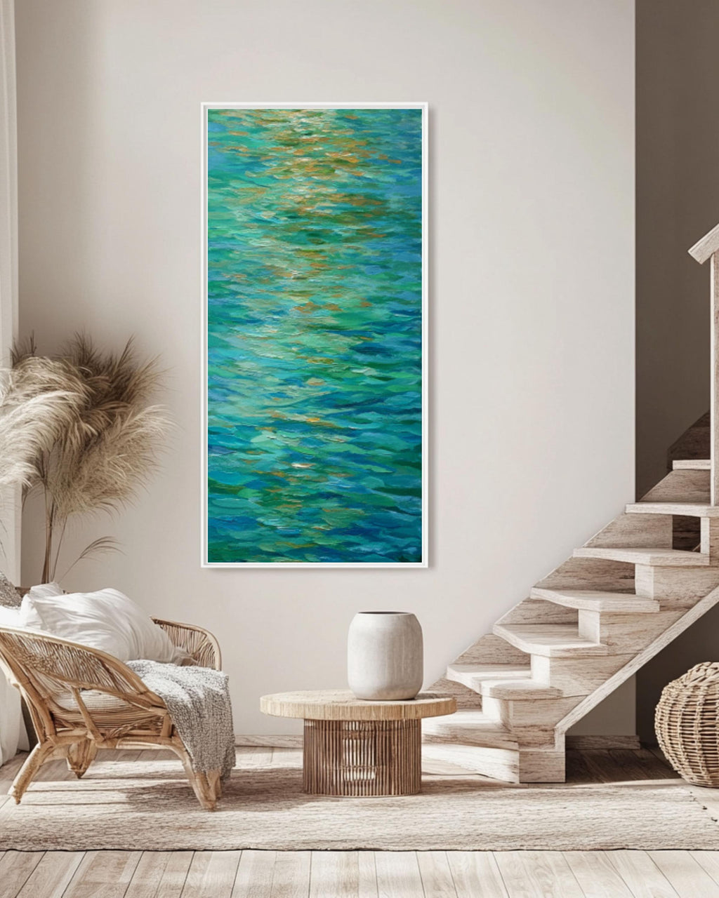 Impressionist Water Reflection Art | Tranquil Blue Green Abstract