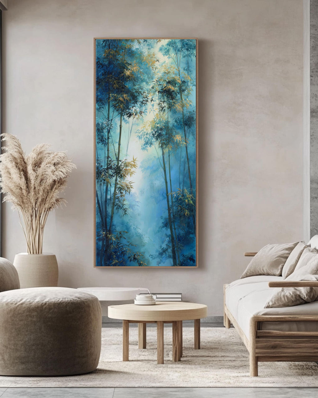 Bamboo Forest Oil Painting: Chinese Ink Landscape, Ethereal Wall Art Canvas Wall Art – Modern Decor Print