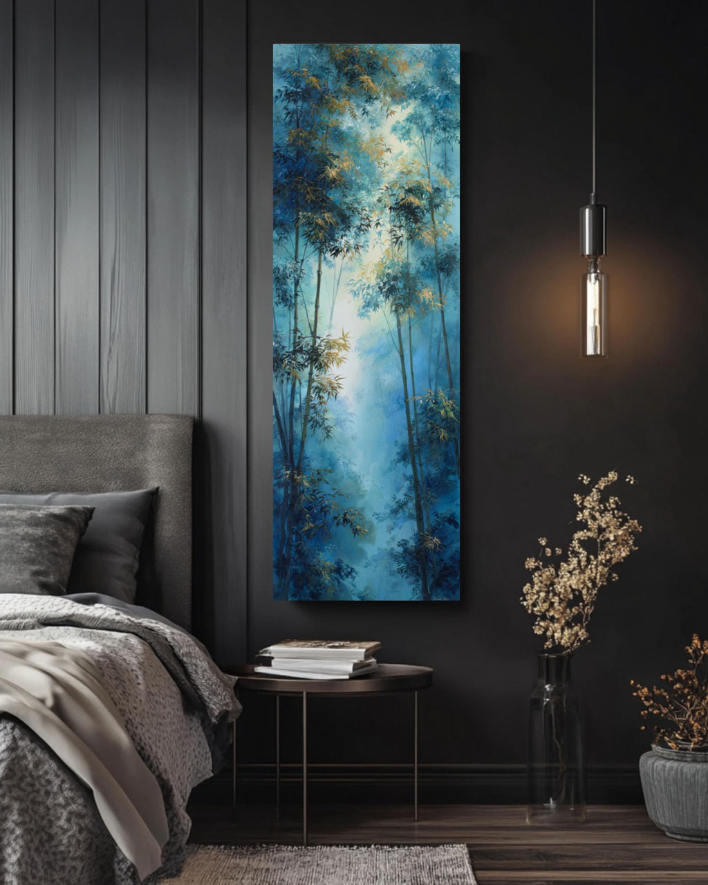 Bamboo Forest Oil Painting: Chinese Ink Landscape, Ethereal Wall Art Canvas Wall Art – Modern Decor Print