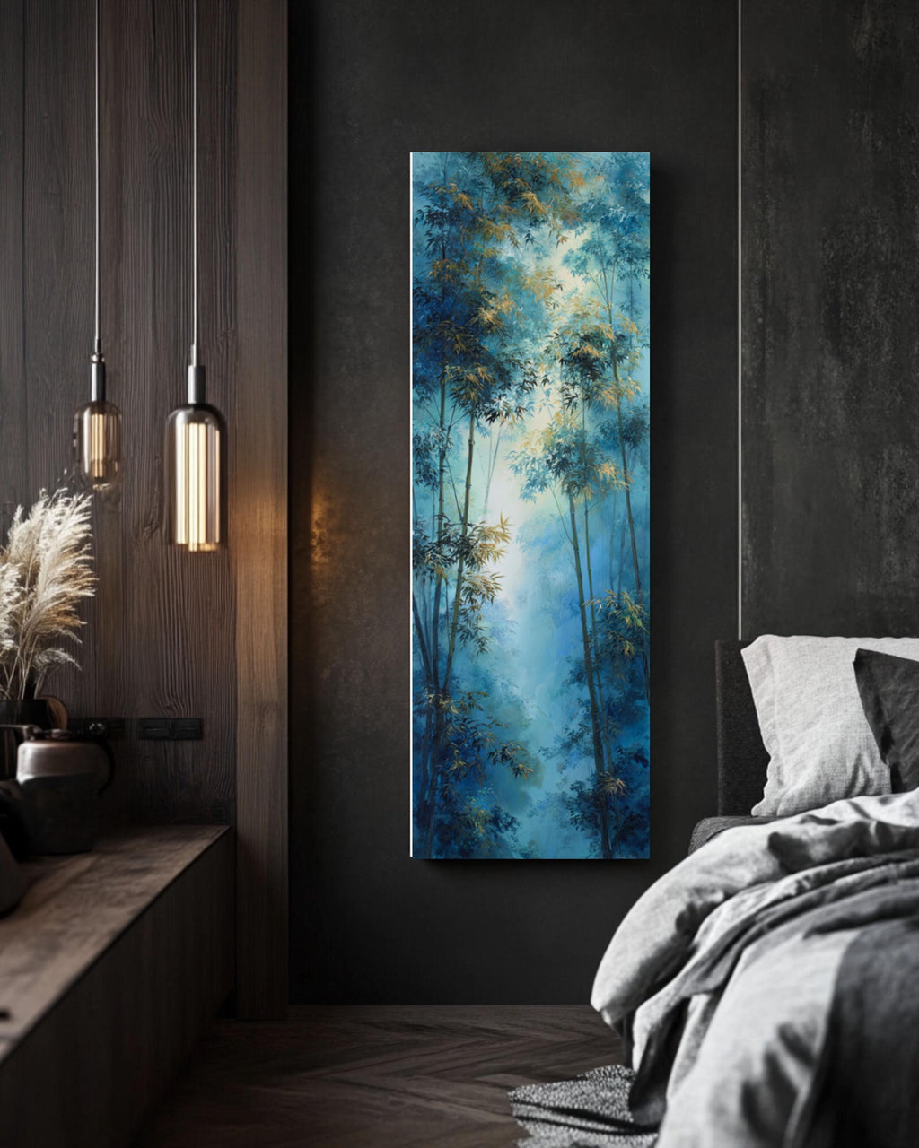 Bamboo Forest Oil Painting: Chinese Ink Landscape, Ethereal Wall Art Canvas Wall Art – Modern Decor Print
