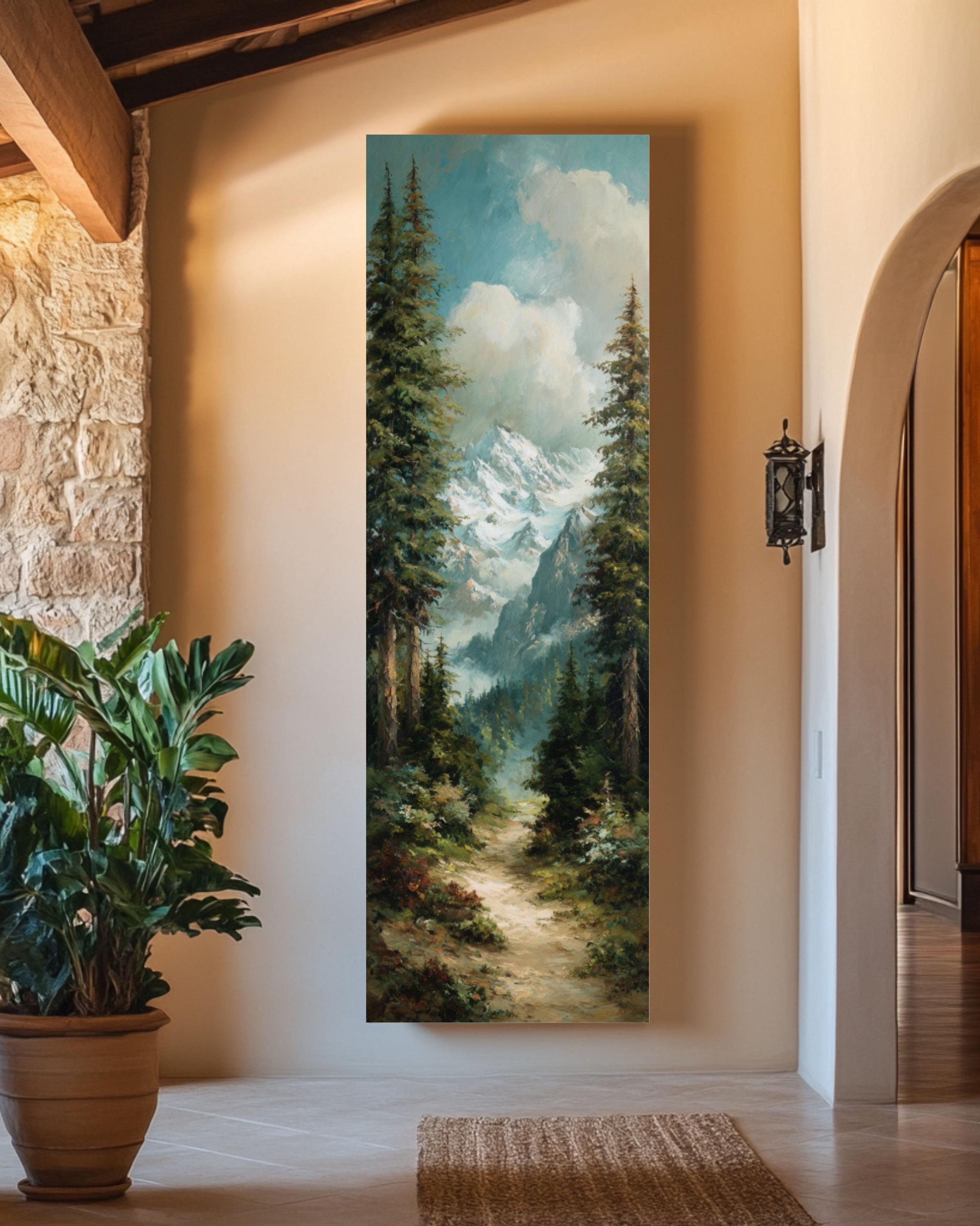 Alpine Mountain Art Print: Vintage Oil Landscape, Turner Style Canvas Wall Art – Modern Decor Print