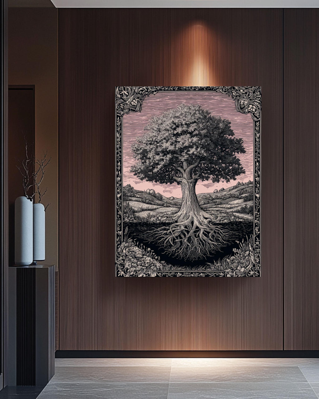 Art Nouveau Oak Tree Print: Ornate Nature Wall Art Canvas Wall Art – Modern Decor Print