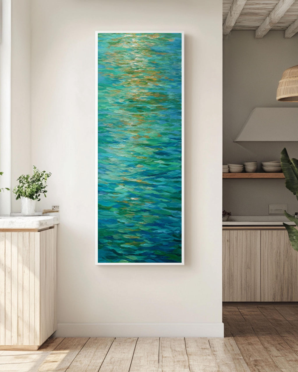 Impressionist Water Reflection Art | Tranquil Blue Green Abstract