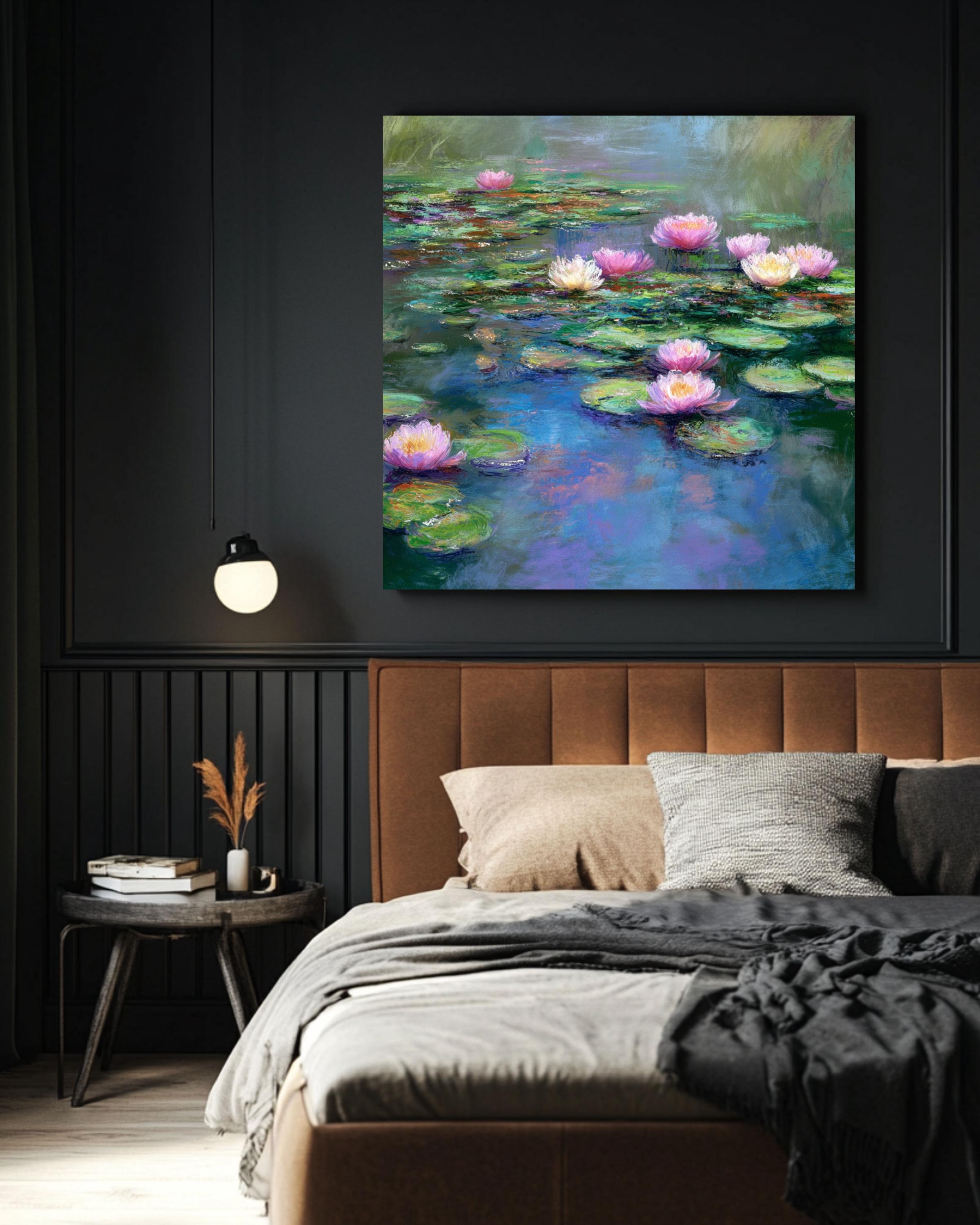Monet Water Lilies Art Print: Pastel Impressionist Wall Decor Canvas Wall Art – Modern Decor Print