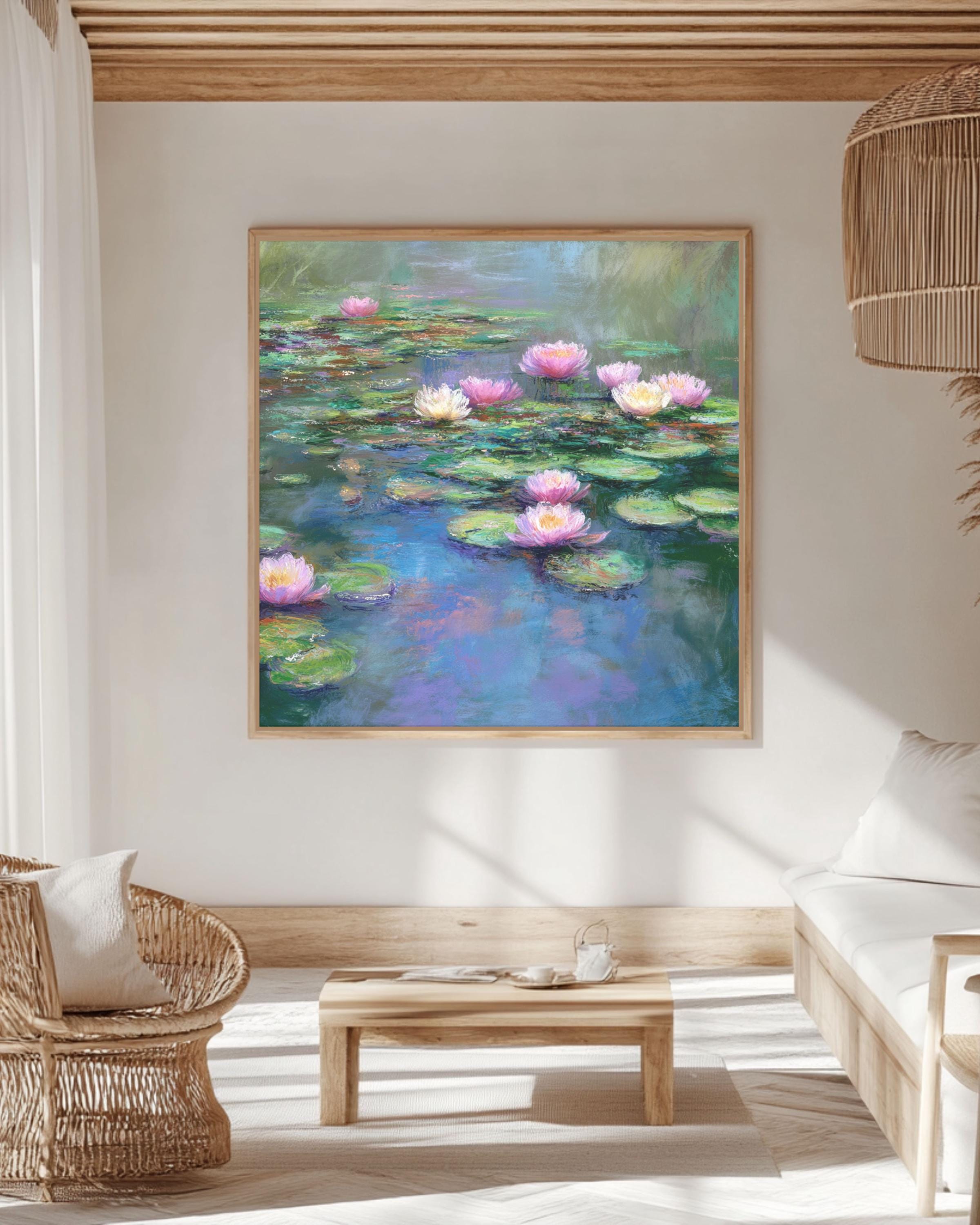 Monet Water Lilies Art Print: Pastel Impressionist Wall Decor Canvas Wall Art – Modern Decor Print