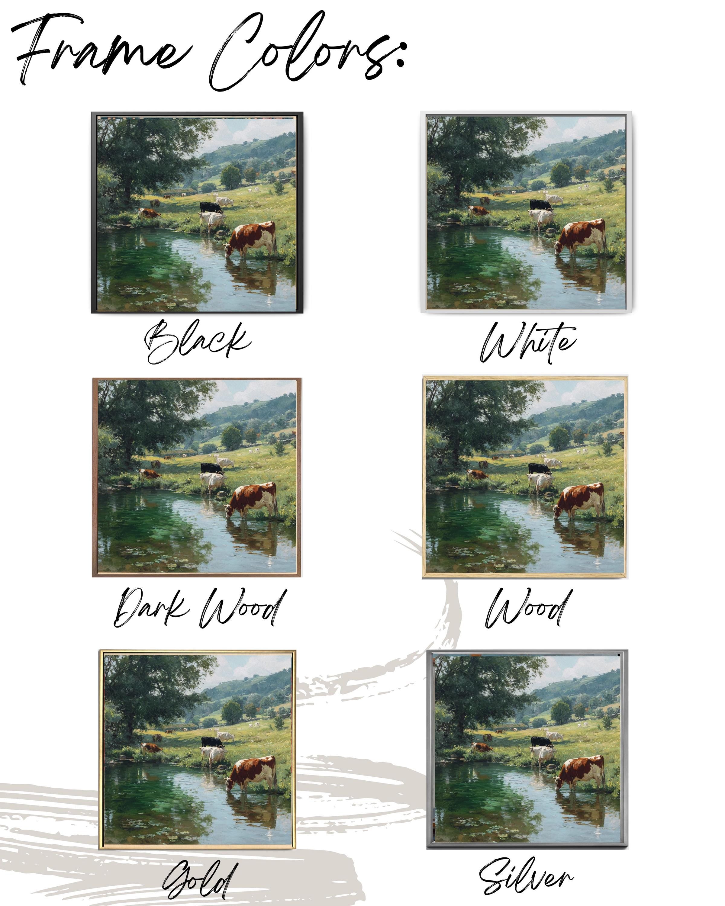 English Countryside Cow Print: Pastoral Landscape Art, Jim Irwin David Gendall Style Canvas Wall Art – Modern Decor Print