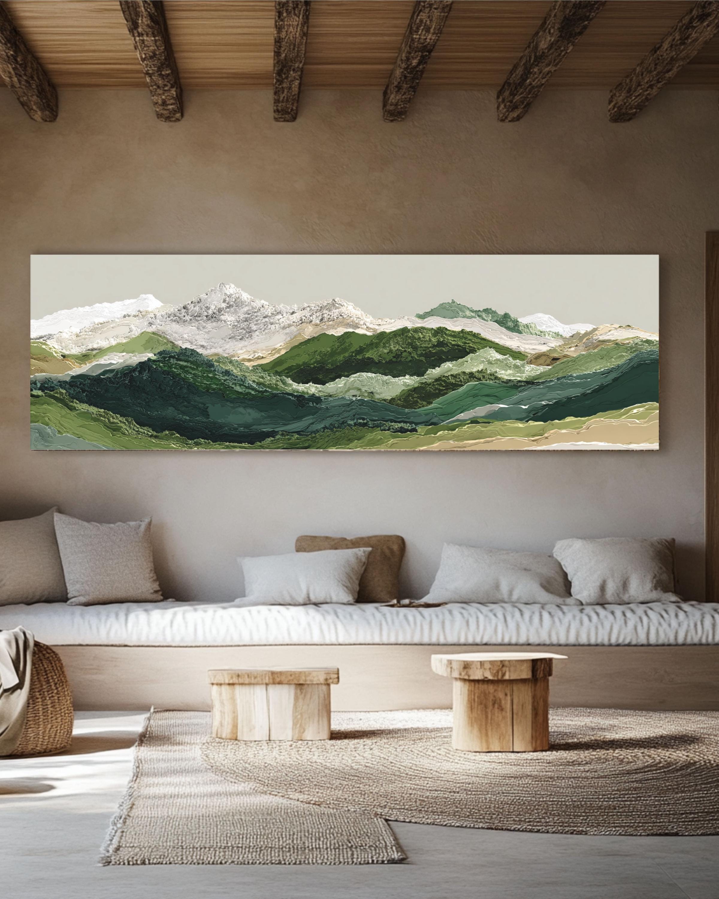 Andes Mountain Landscape Art: Earth Tone Canvas or Framed Print Canvas Wall Art – Modern Decor Print