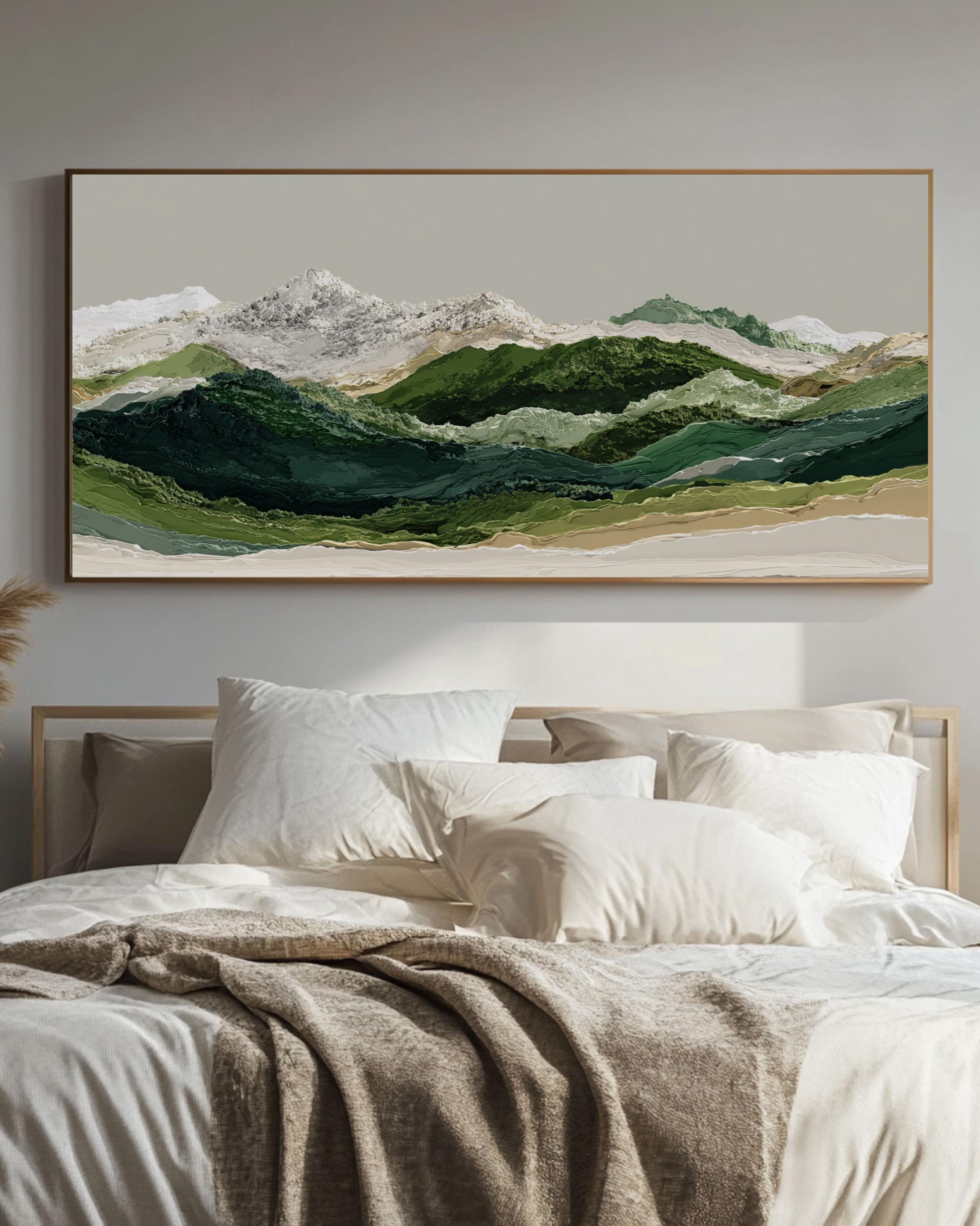 Andes Mountain Landscape Art: Earth Tone Canvas or Framed Print Canvas Wall Art – Modern Decor Print