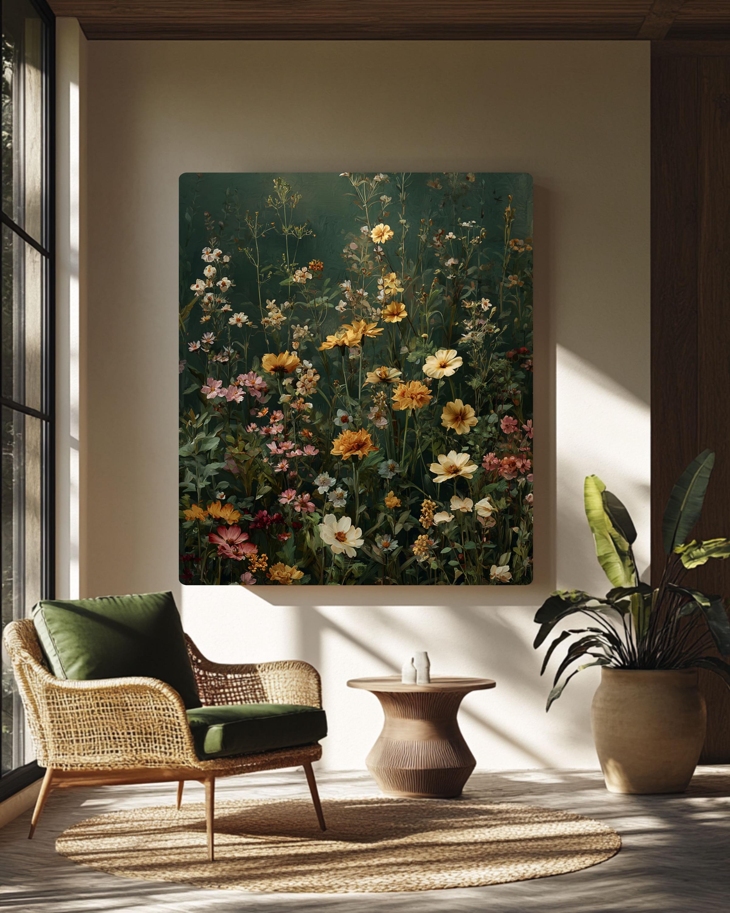 Vintage Wildflower Meadow Print: Muted Botanical Wall Art Canvas Wall Art – Modern Decor Print