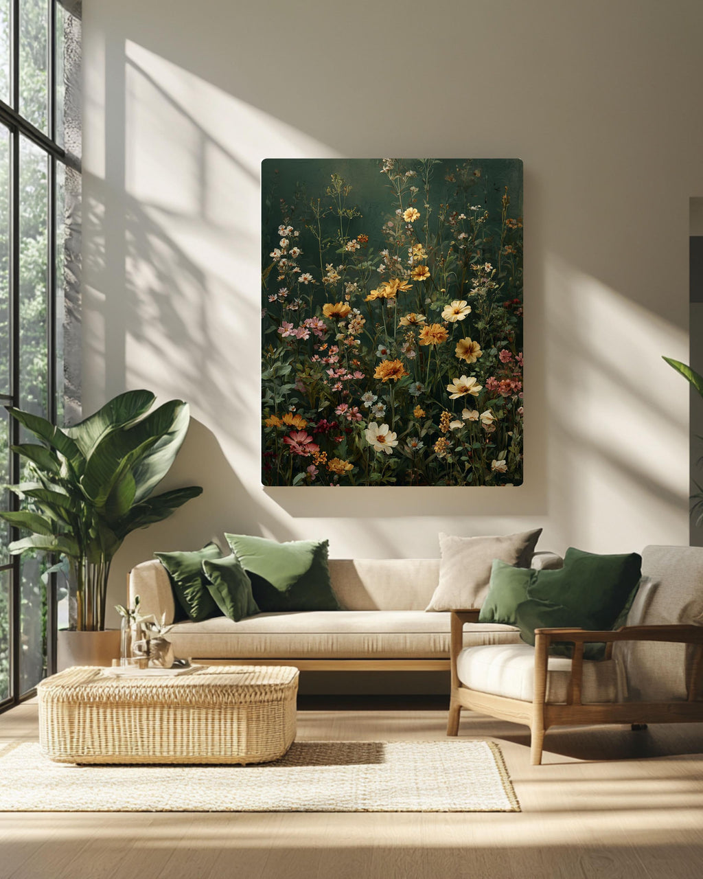 Vintage Wildflower Meadow Print: Muted Botanical Wall Art Canvas Wall Art – Modern Decor Print