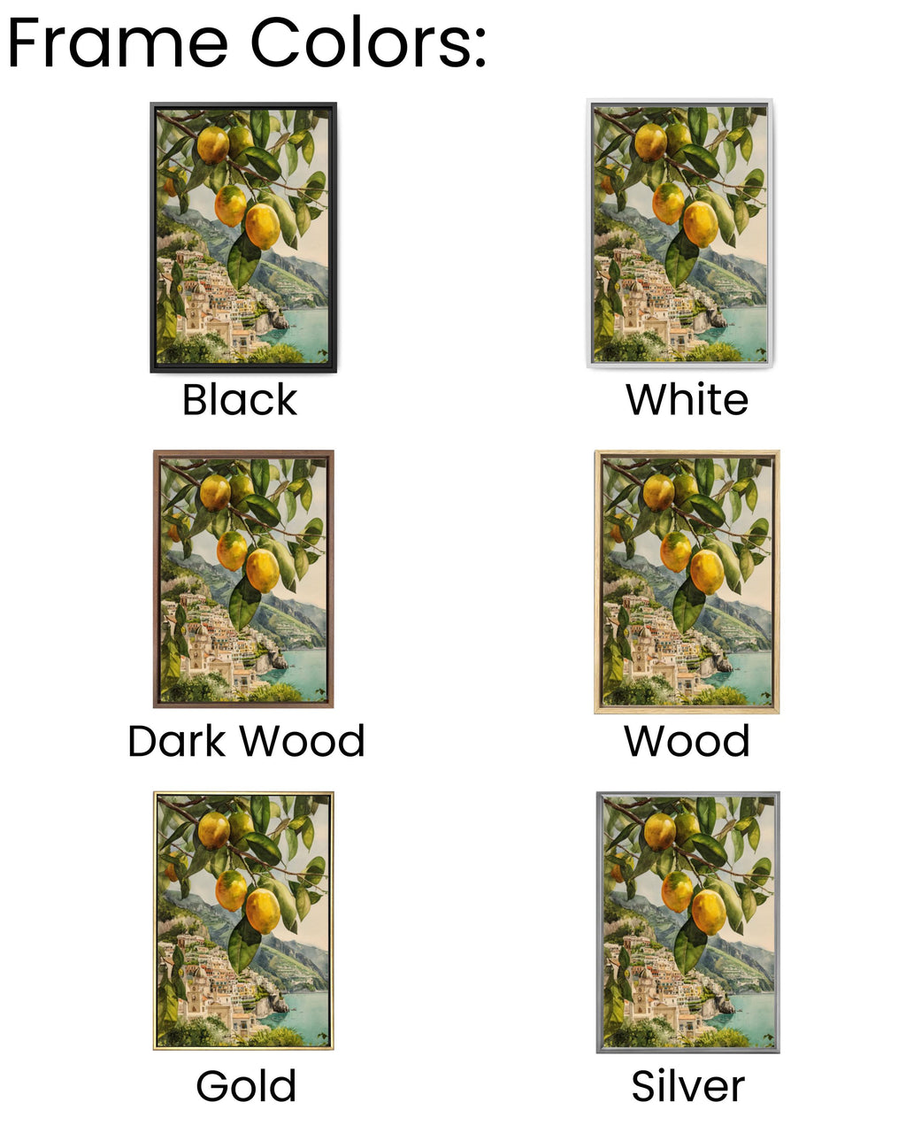 Amalfi Coast Lemon Tree Print: Italian Coastal Art, Ocean View Canvas Wall Art – Modern Decor Print