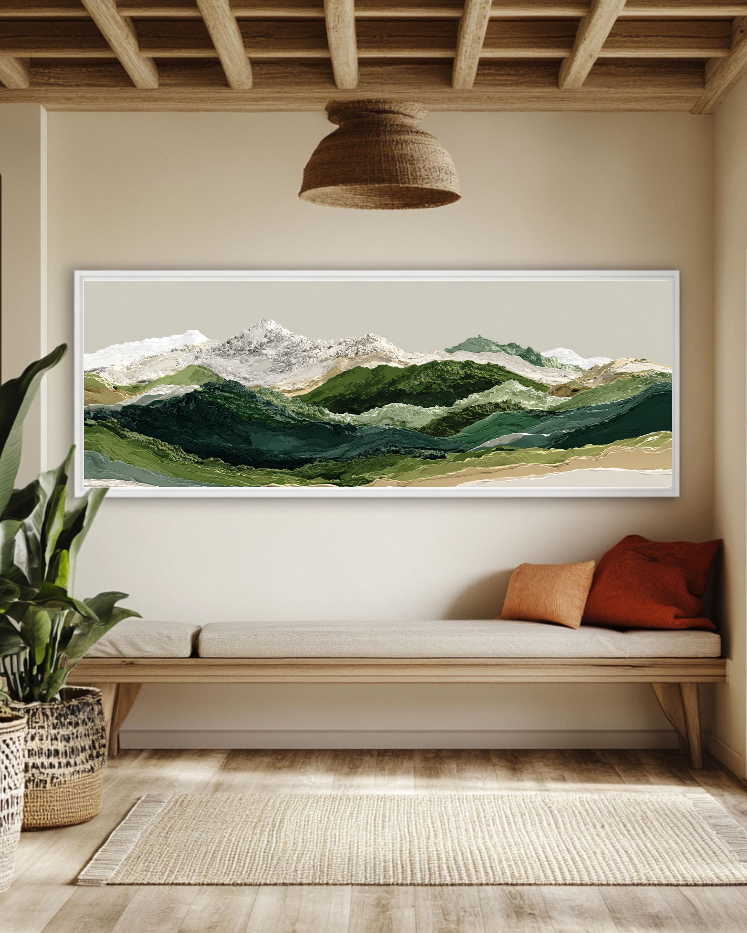 Andes Mountain Landscape Art: Earth Tone Canvas or Framed Print Canvas Wall Art – Modern Decor Print