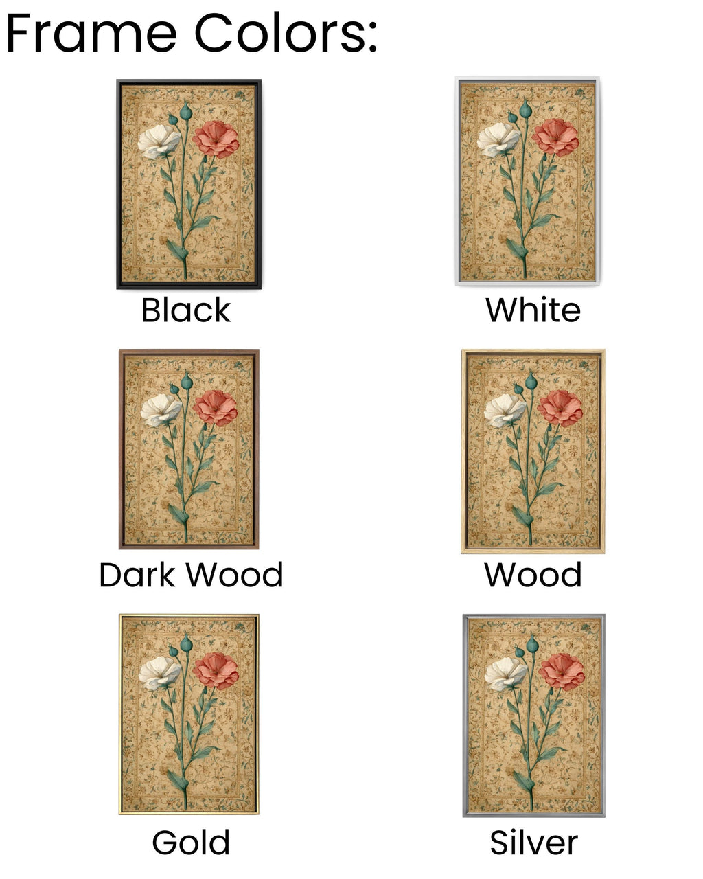 Renaissance Floral Art Print: Illuminated Manuscript Style Canvas Wall Art – Modern Decor Print