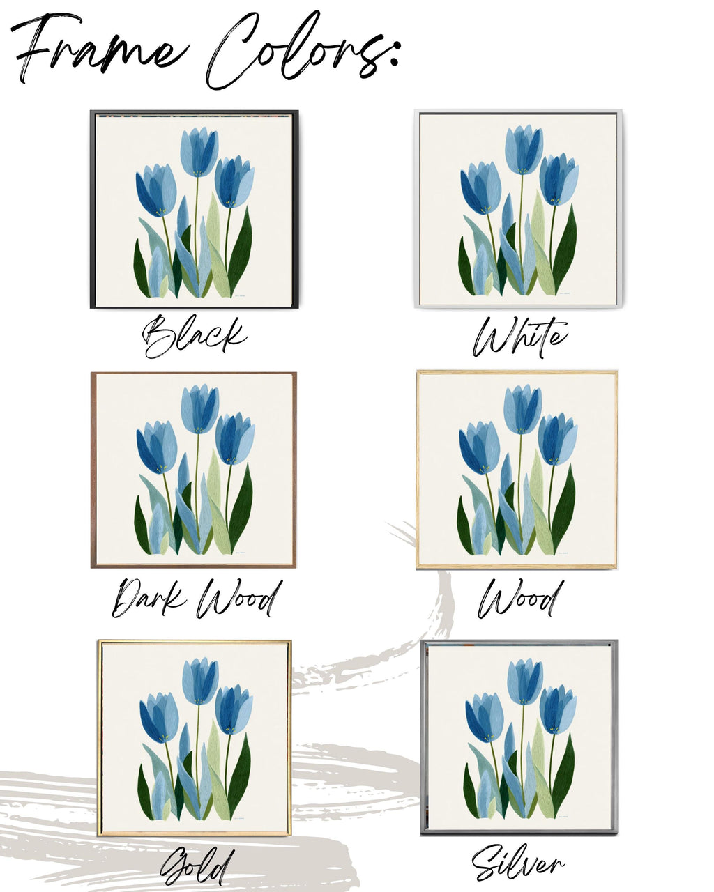 Blue Tulips Botanical Wall Art | Painterly Floral Canvas Print