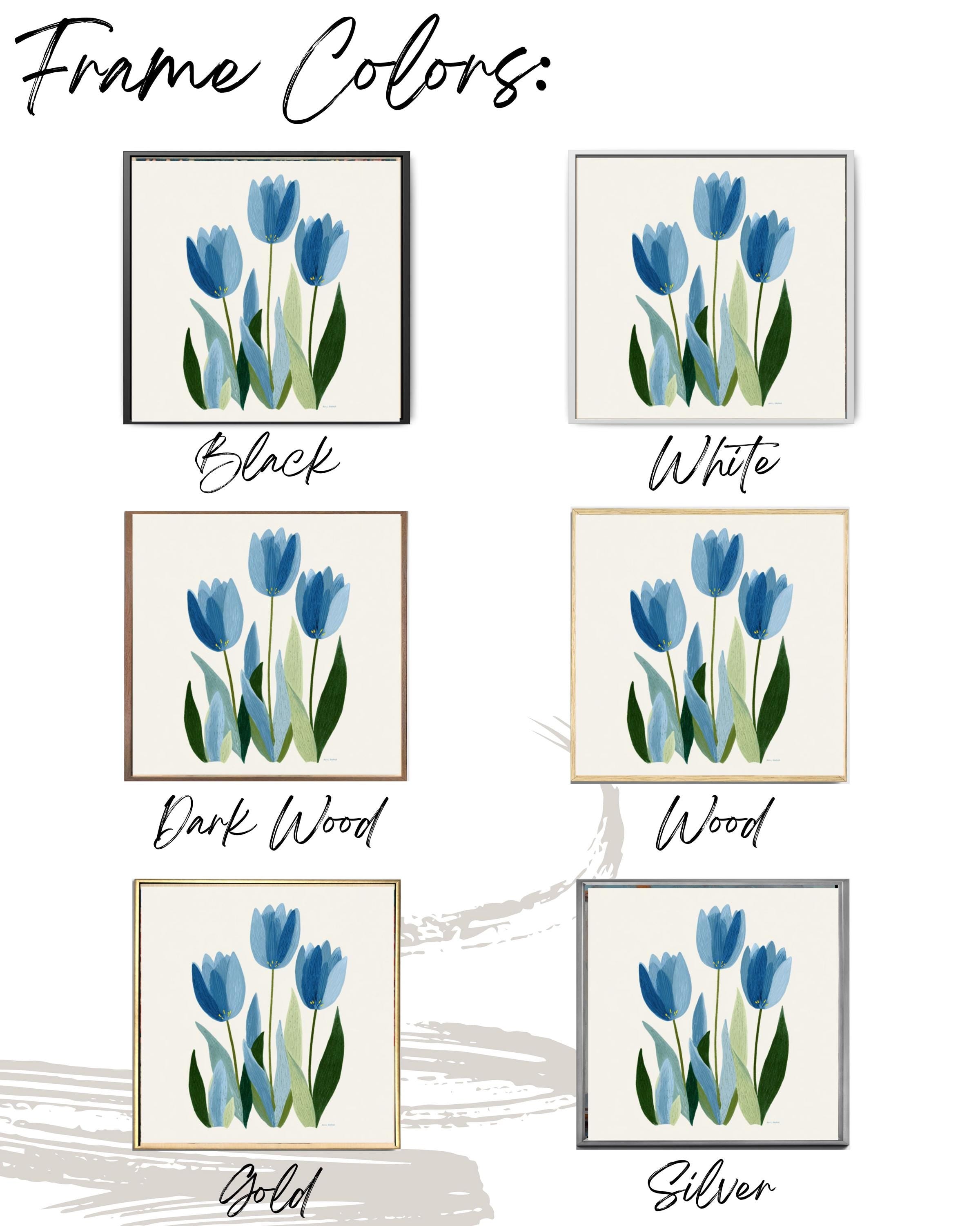 Blue Tulips Botanical Wall Art | Painterly Floral Canvas Print