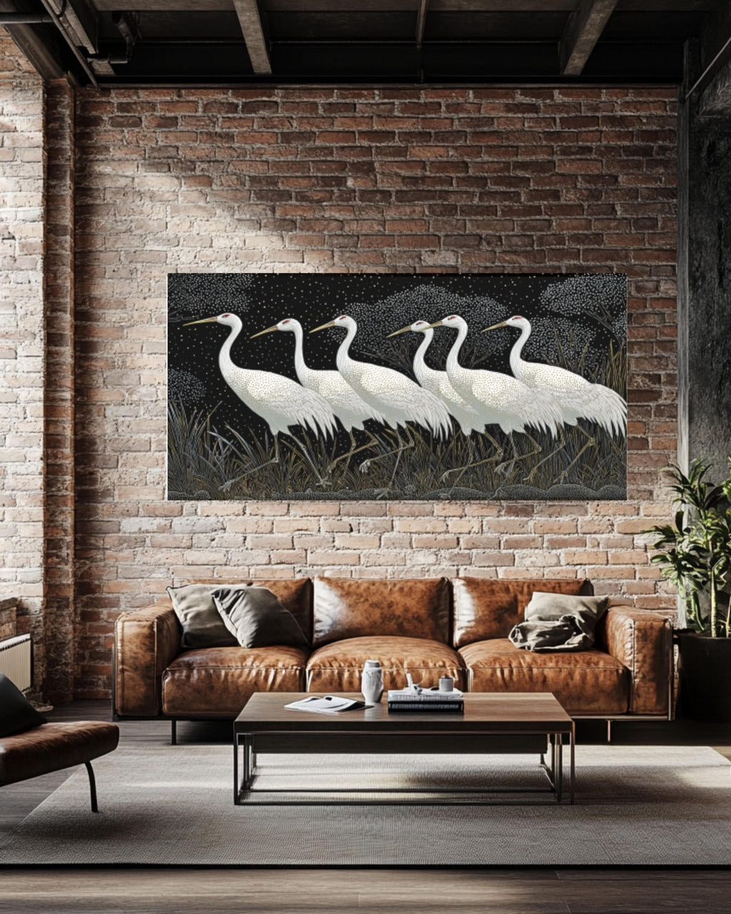 White Cranes Canvas Print: Don Blanding Vintage Style Nature Art Canvas Wall Art – Modern Decor Print