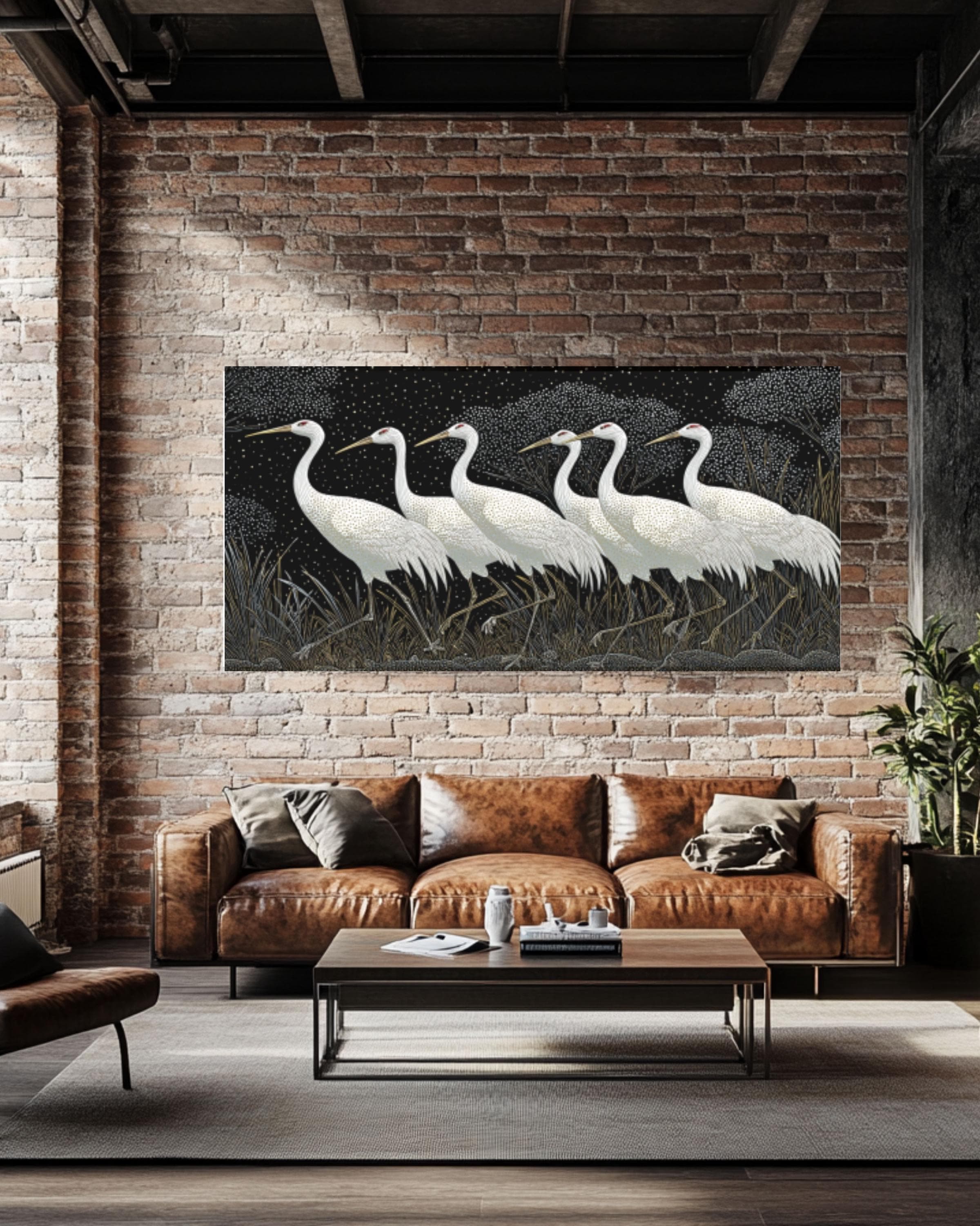 White Cranes Canvas Print: Don Blanding Vintage Style Nature Art Canvas Wall Art – Modern Decor Print