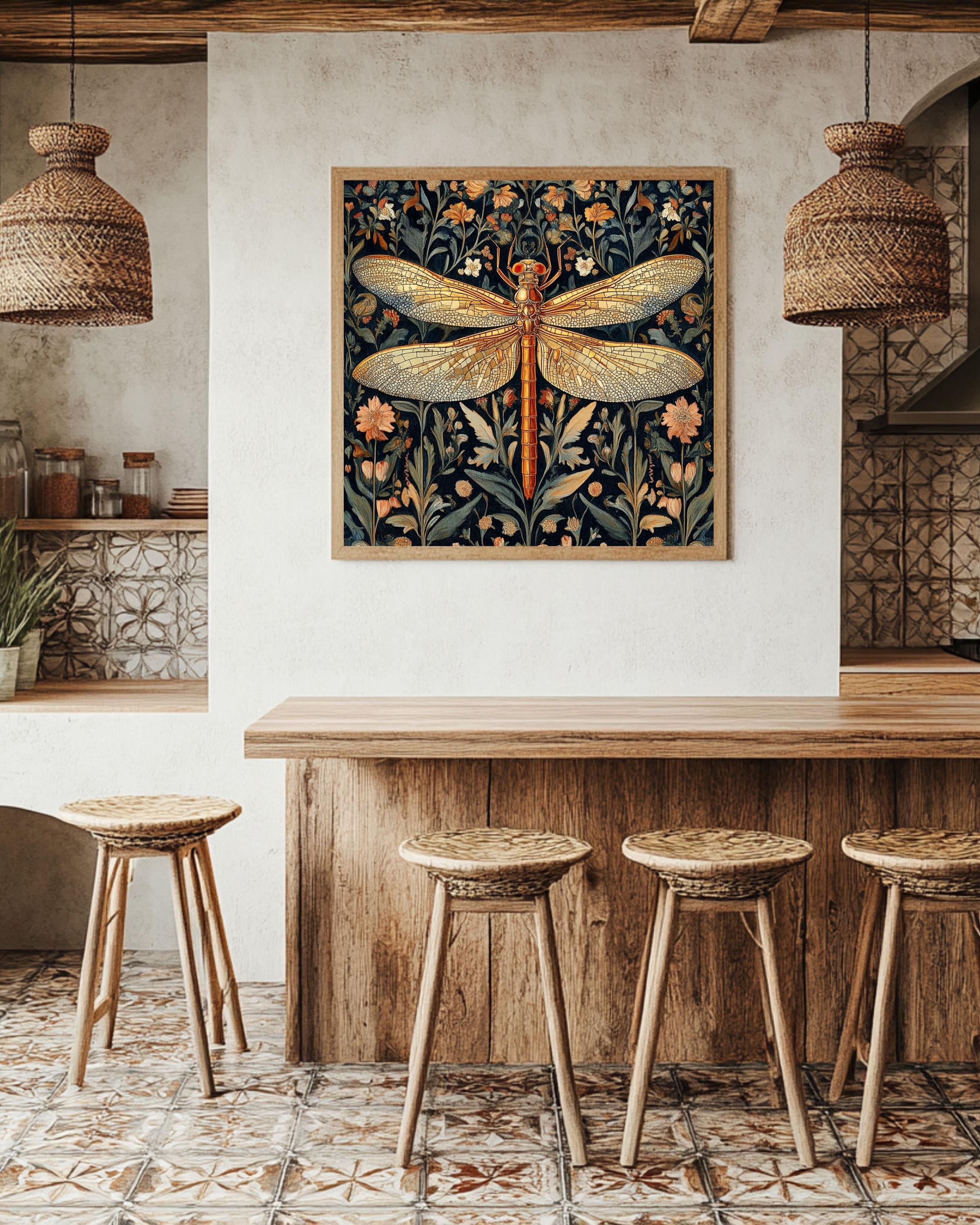 William Morris Dragonfly Vintage Art Print – Arts and Crafts Wall Décor