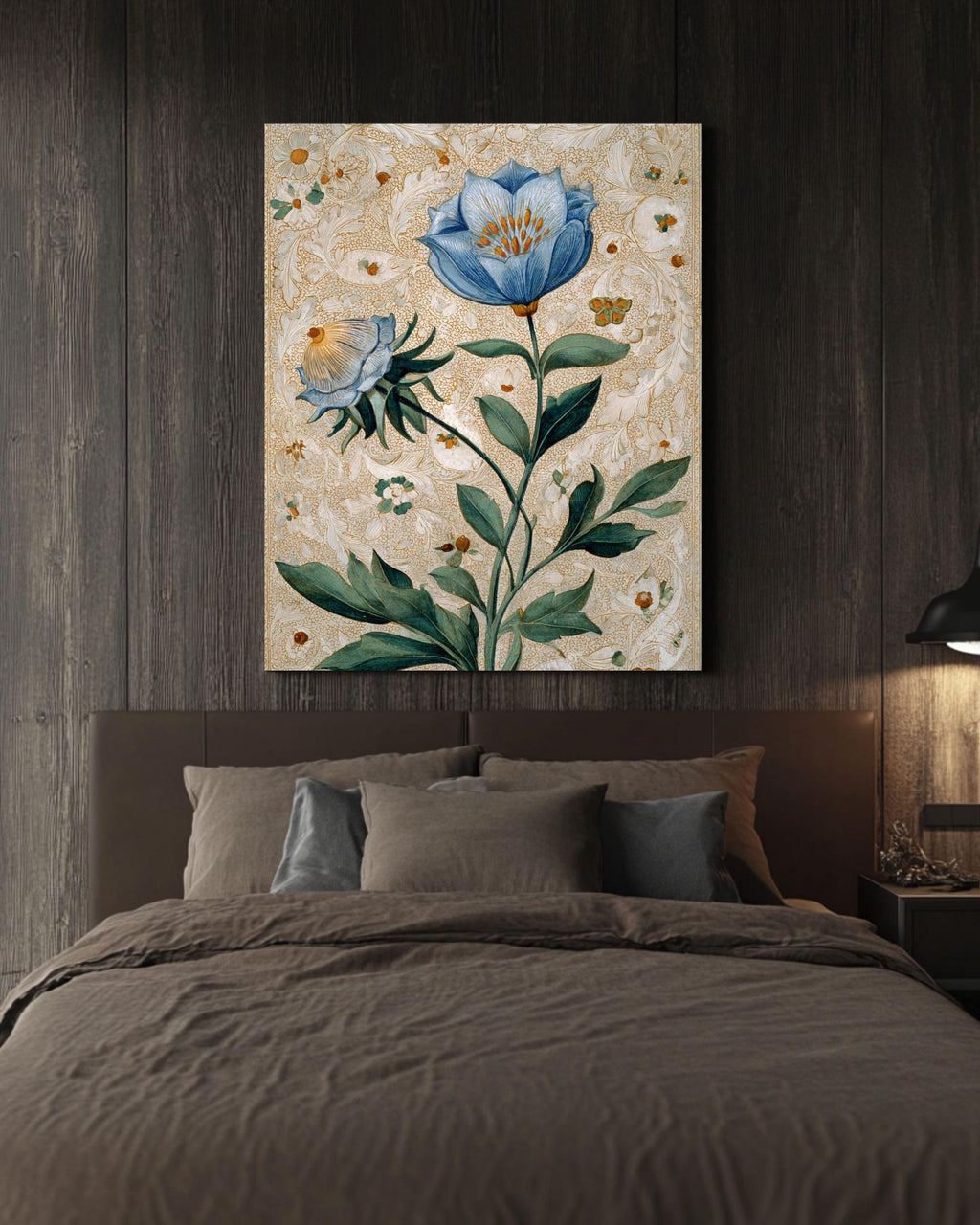 Renaissance Floral Art Print: Illuminated Manuscript Style Canvas Wall Art – Modern Decor Print