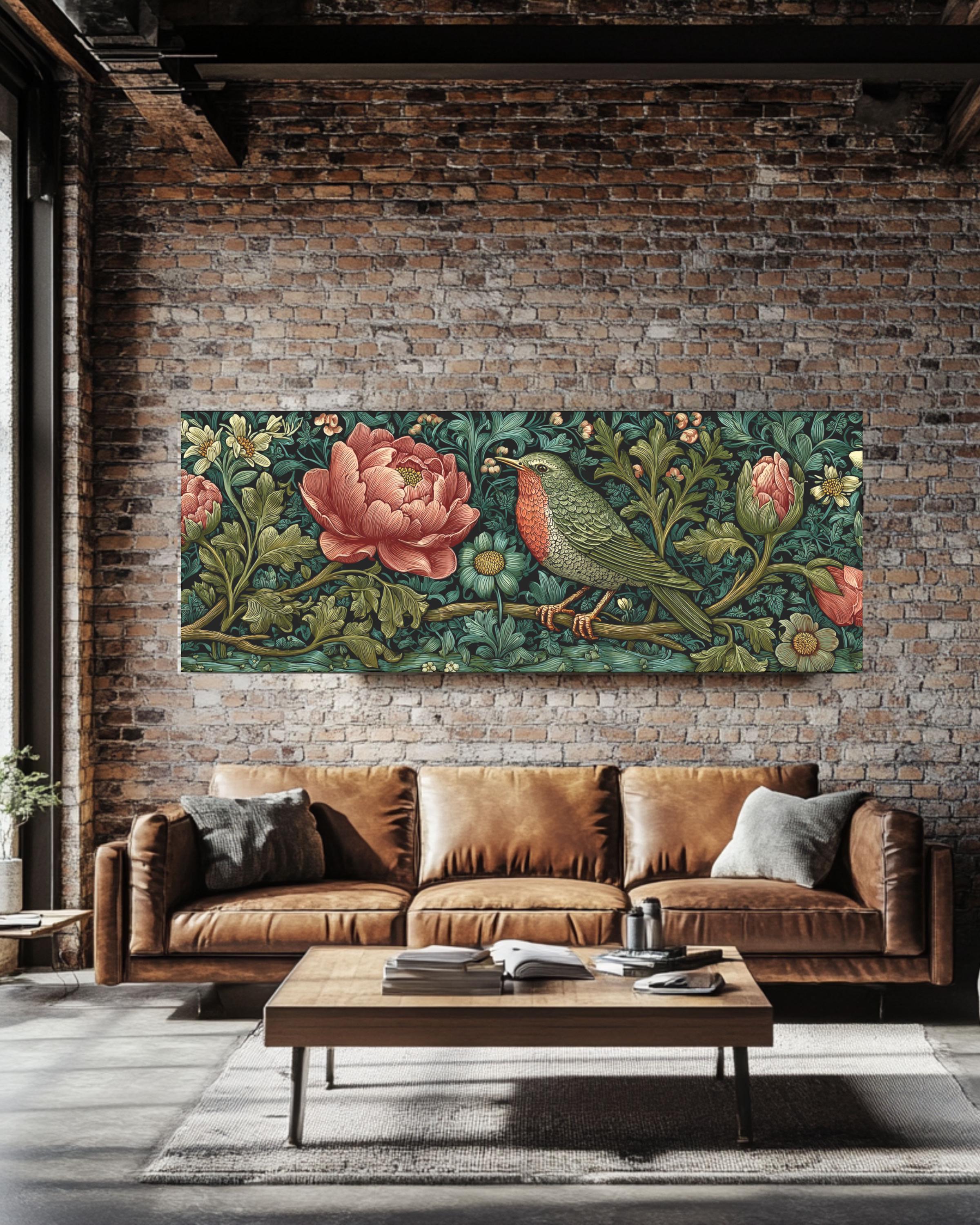 William Morris Bird & Flower Print: Vintage Tapestry Style Canvas Art Canvas Wall Art – Modern Decor Print