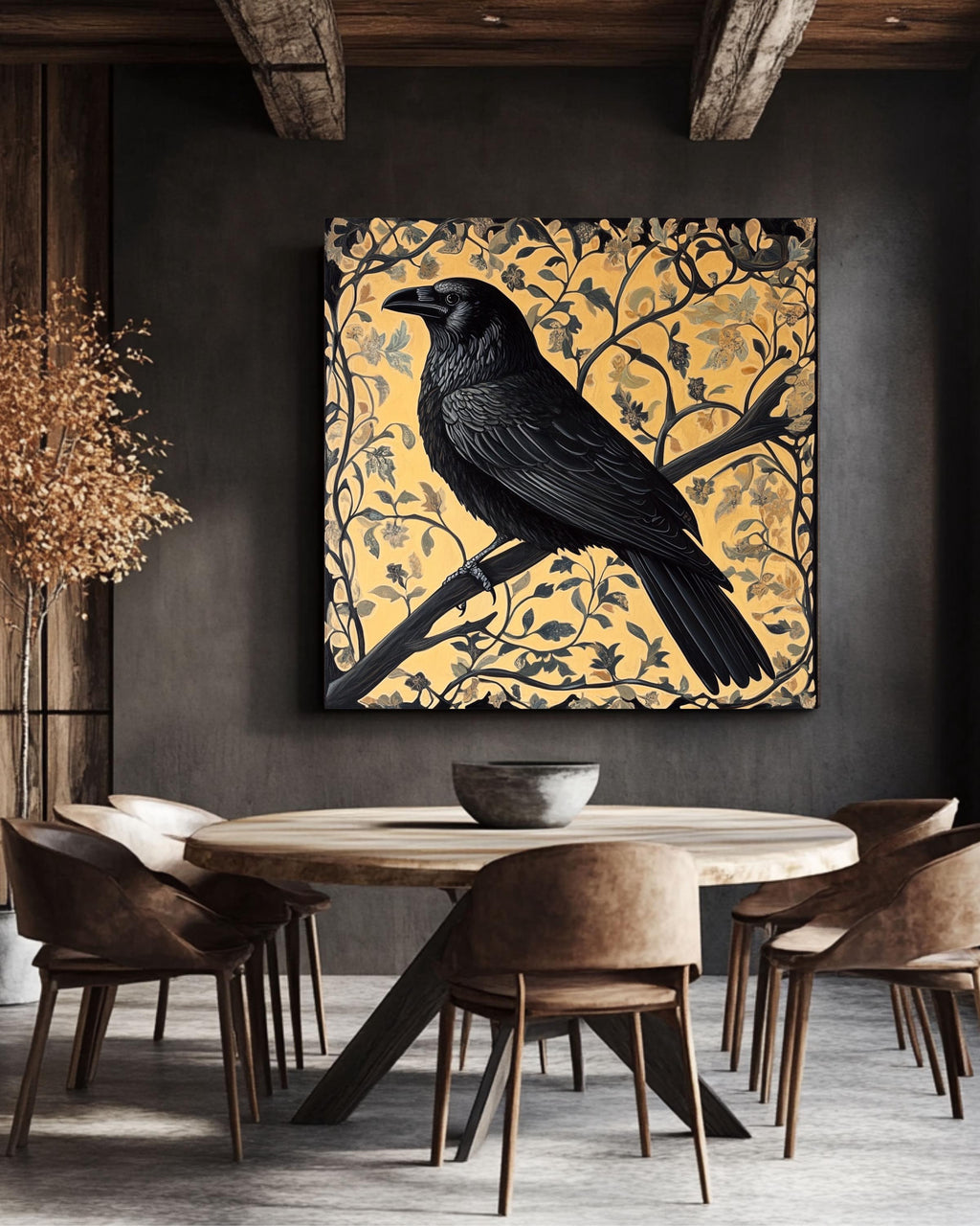 William Morris Raven Art Print: Gothic Floral Tapestry Style for home and office wall décor