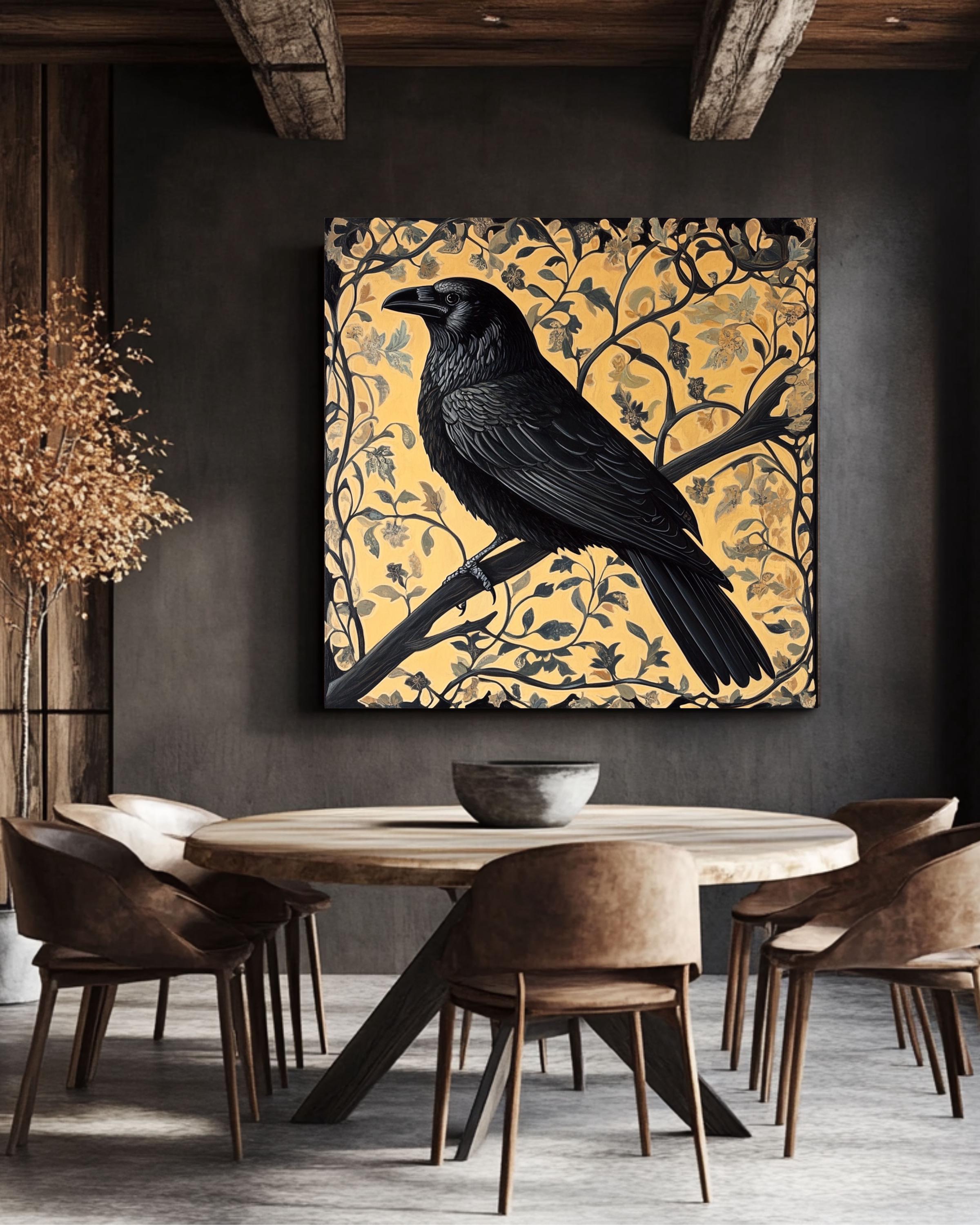 William Morris Raven Art Print: Gothic Floral Tapestry Style for home and office wall décor