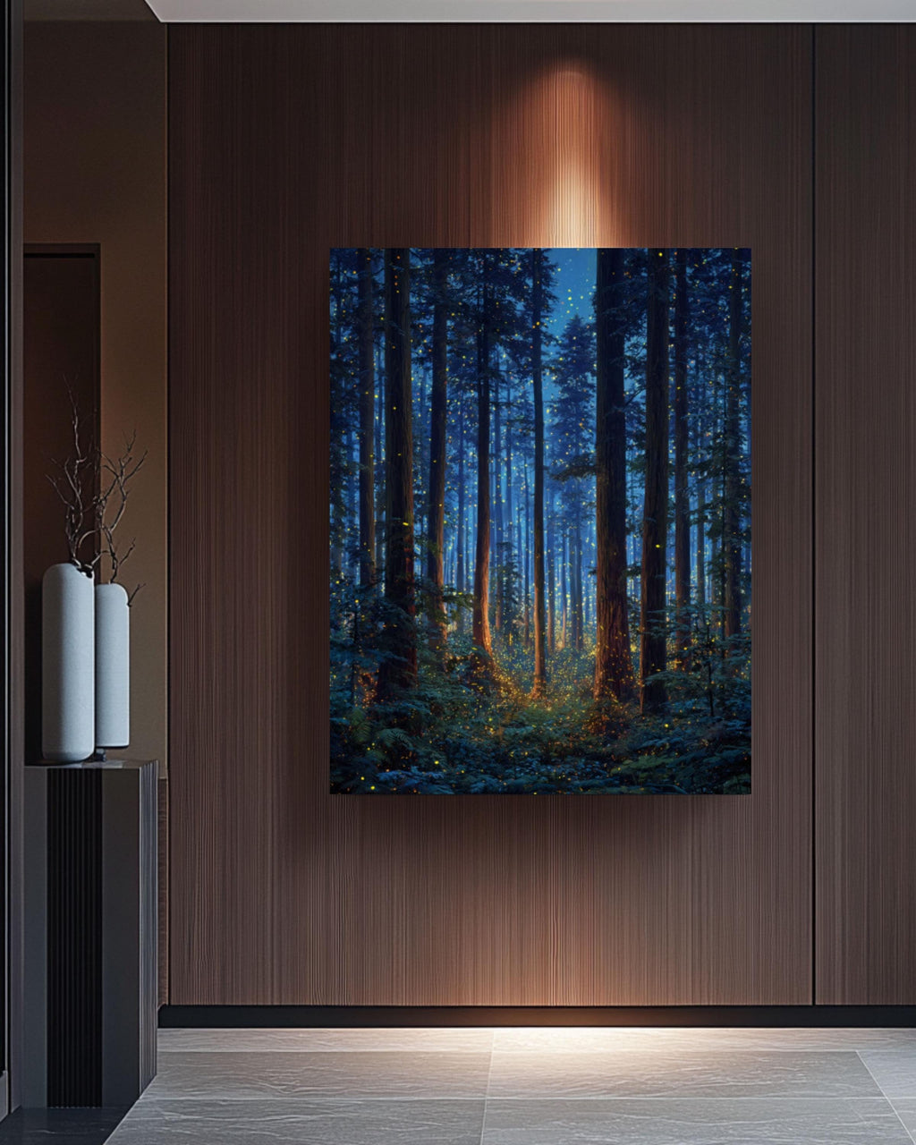 Firefly Enchanted Forest Wall Art | Starry Night Canvas Print