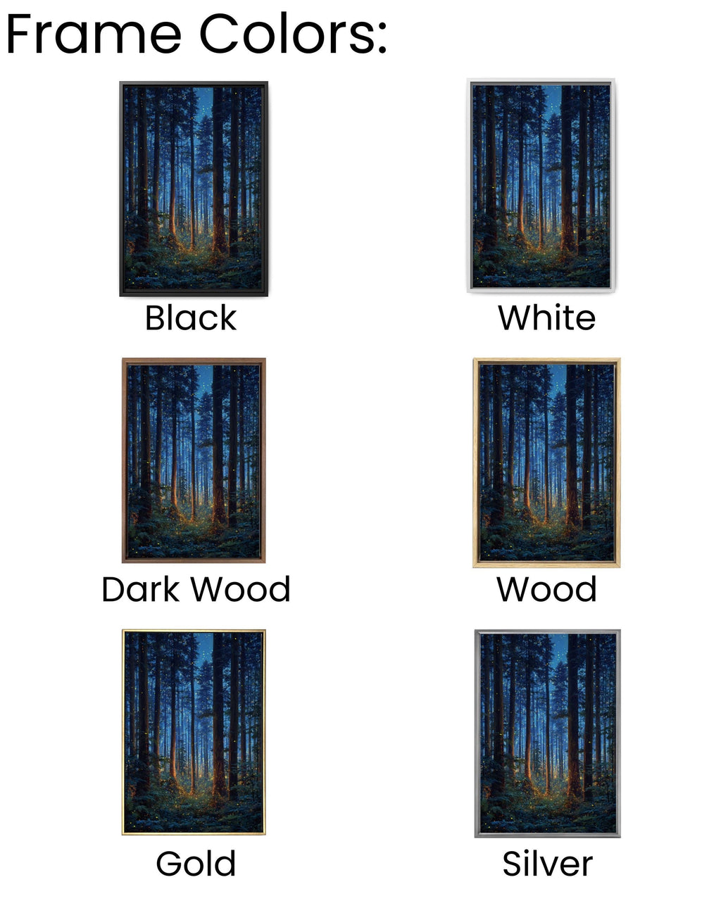 Firefly Enchanted Forest Wall Art | Starry Night Canvas Print