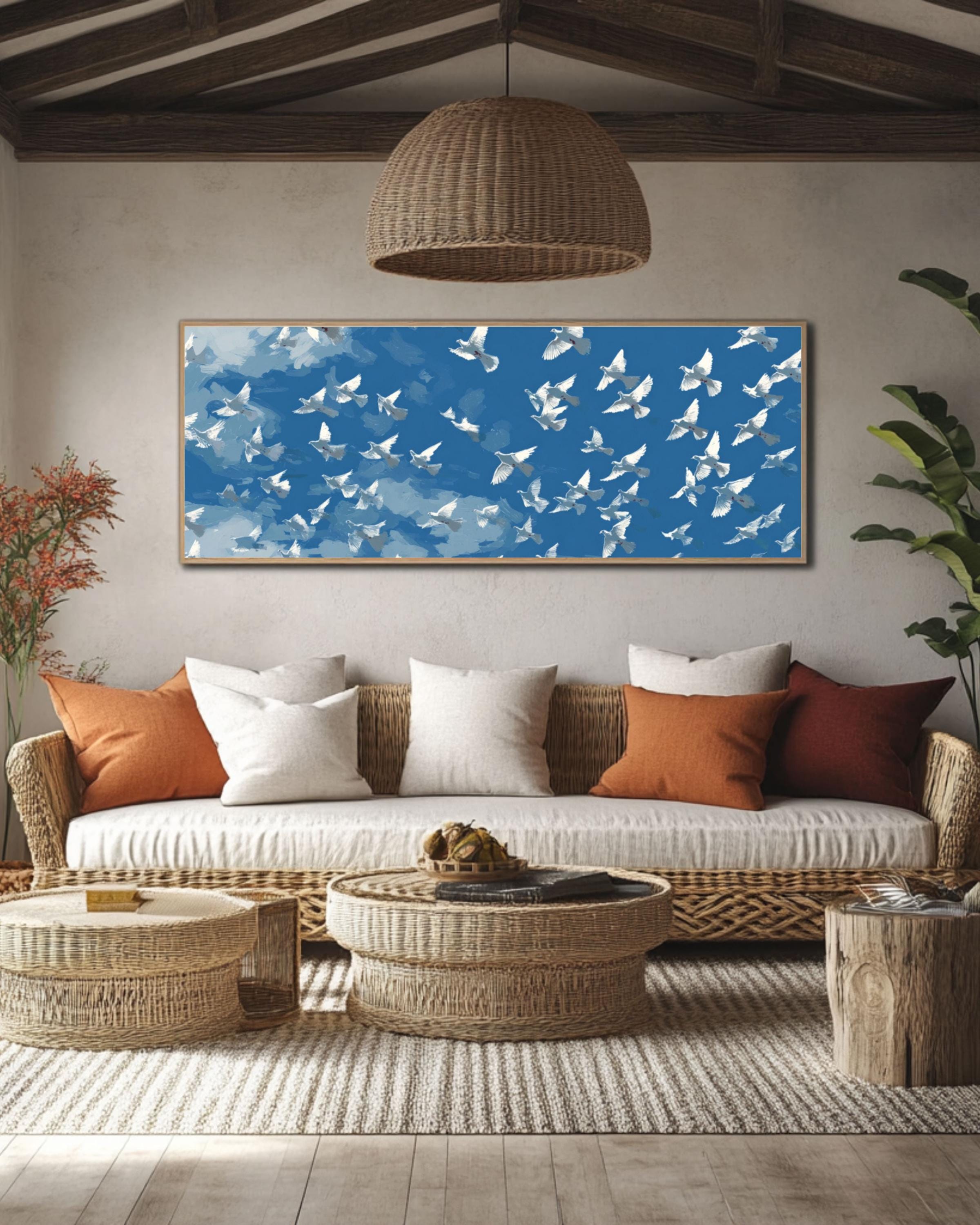Matisse Style Birds in Flight Wall Art | Minimalist Abstract Canvas Print