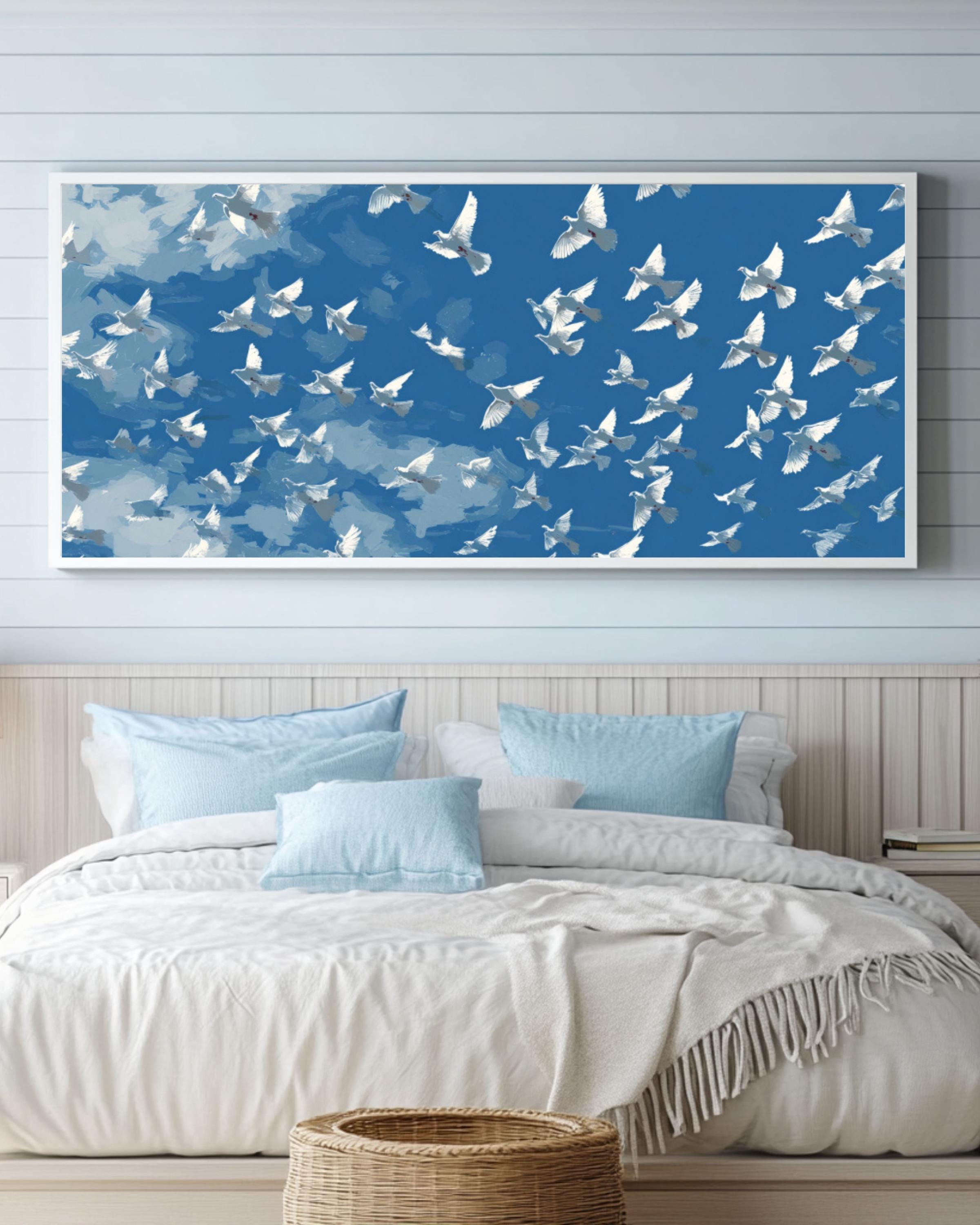 Matisse Style Birds in Flight Wall Art | Minimalist Abstract Canvas Print