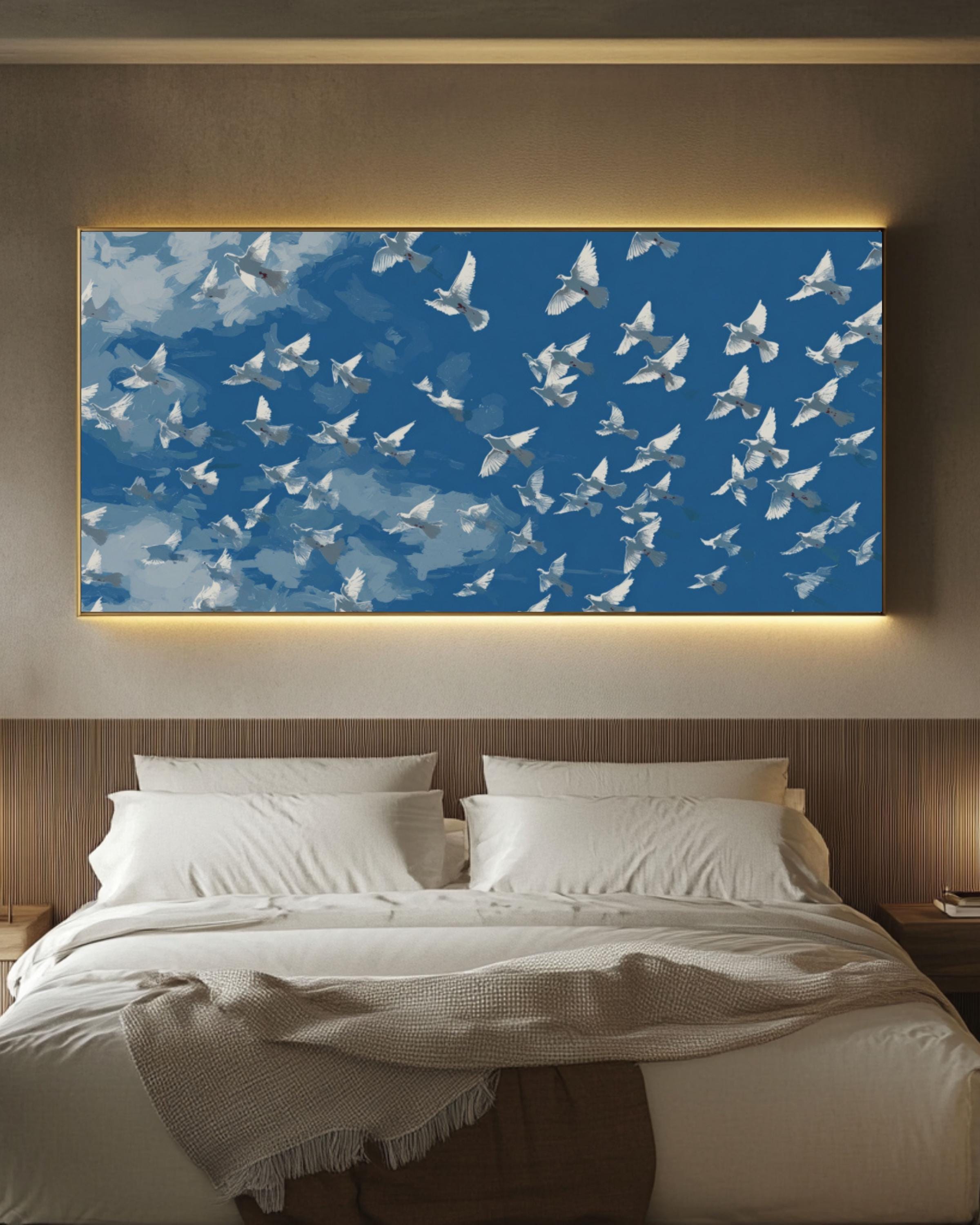 Matisse Style Birds in Flight Wall Art | Minimalist Abstract Canvas Print