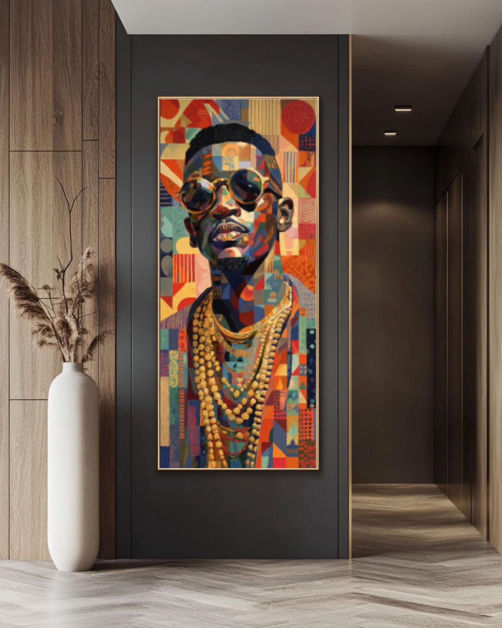 Cubist African Portrait Wall Art | Geometric Modern Canvas Print