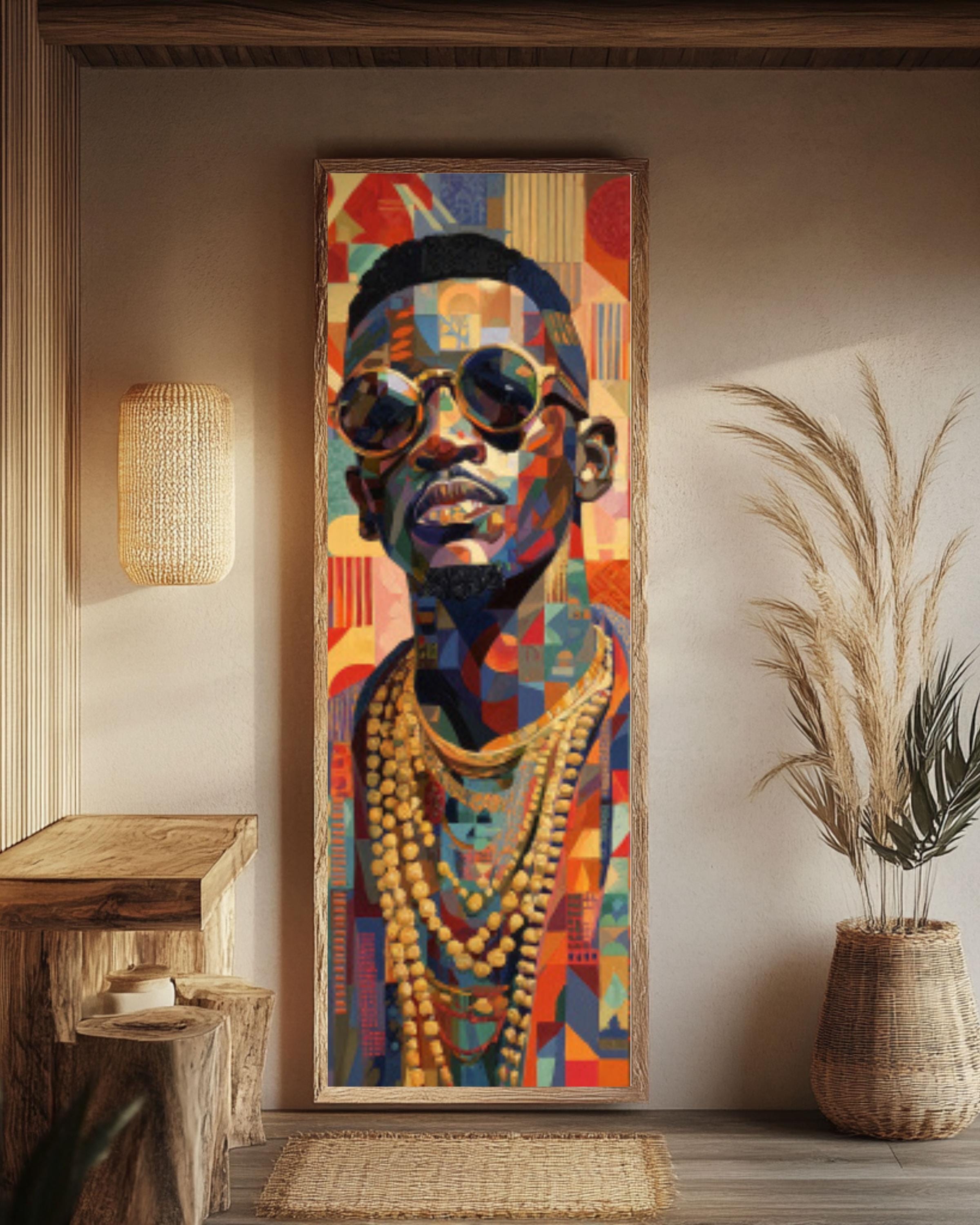 Cubist African Portrait Art: Geometric Modern Canvas Print for home and office wall décor