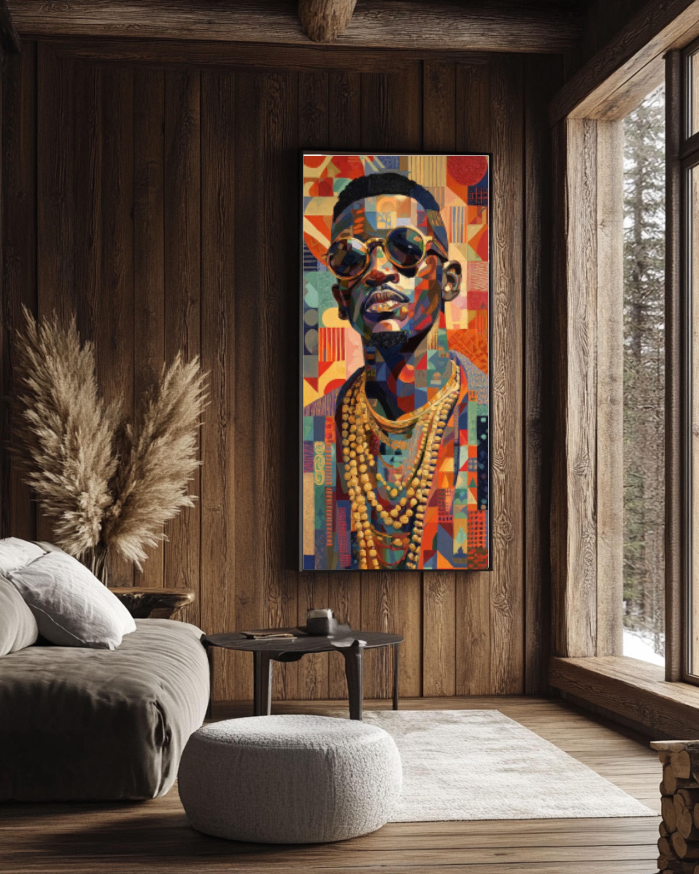 Cubist African Portrait Wall Art | Geometric Modern Canvas Print