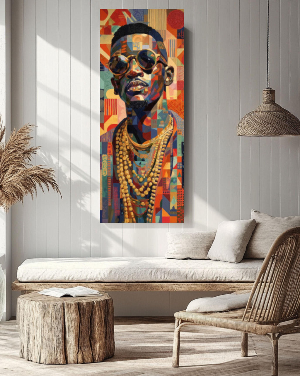 Cubist African Portrait Wall Art | Geometric Modern Canvas Print