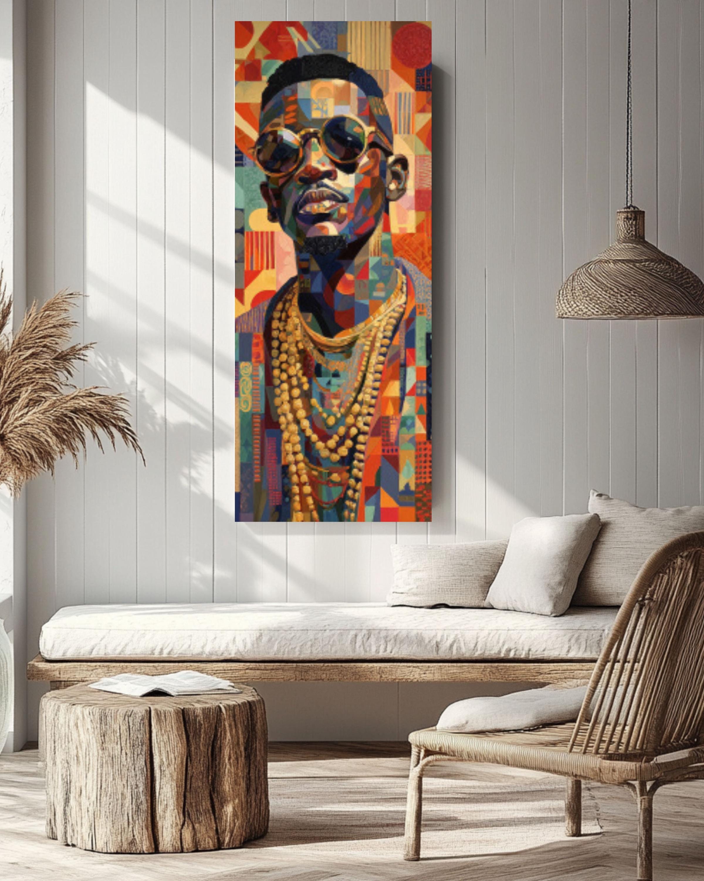Cubist African Portrait Wall Art | Geometric Modern Canvas Print