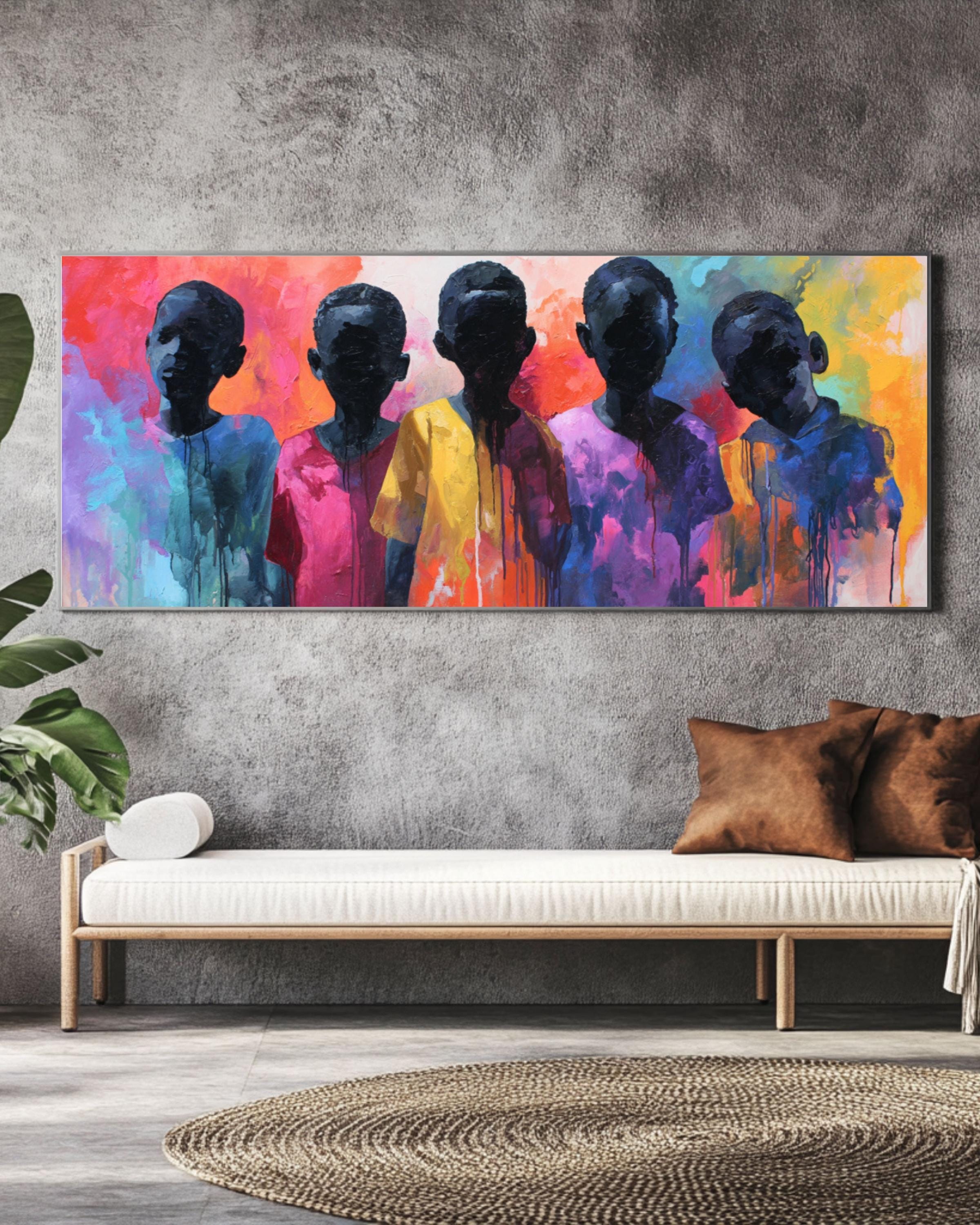 Abstract African Children Portrait Wall Art | Drip Style Canvas Print