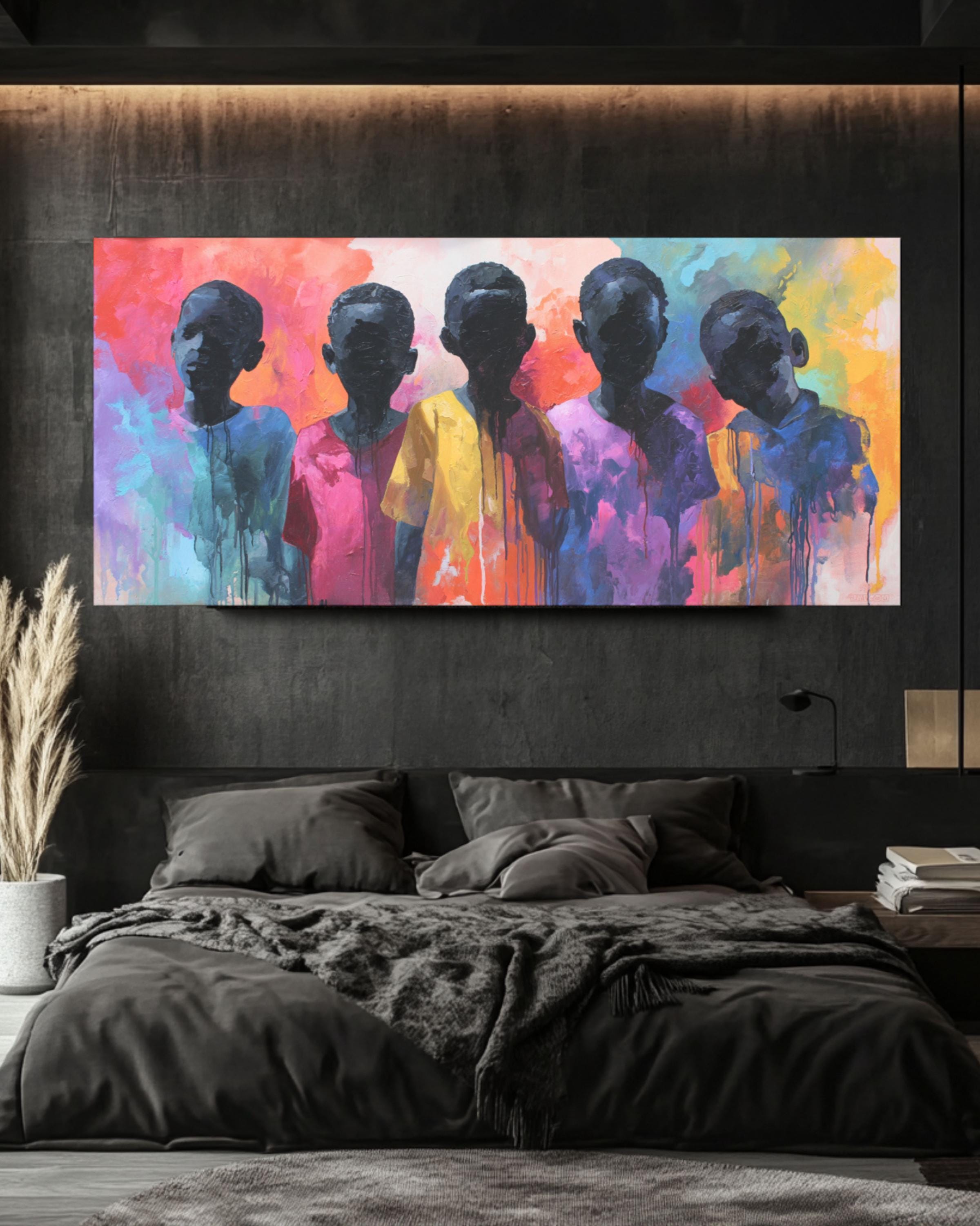 Abstract African Children Portrait Wall Art | Drip Style Canvas Print