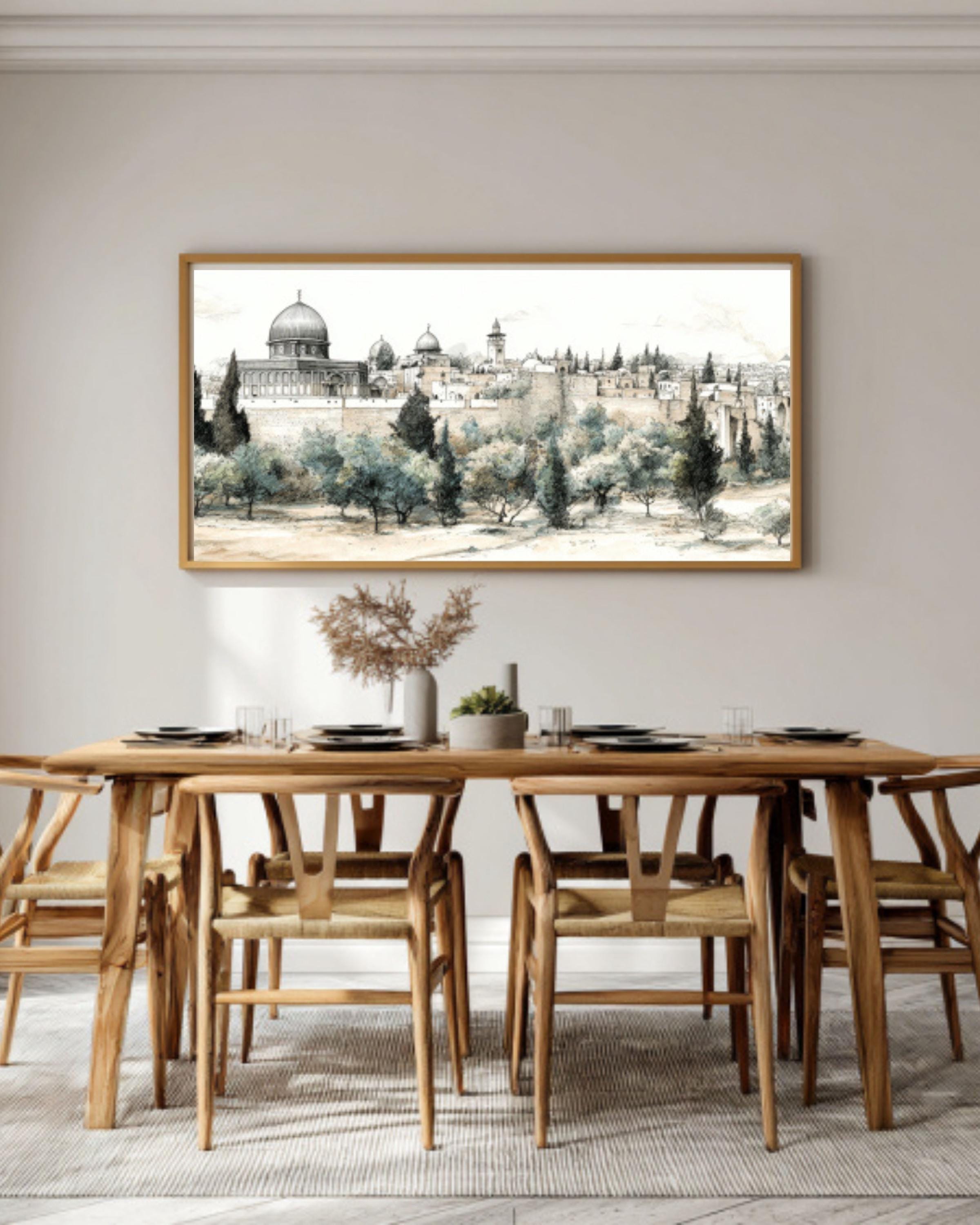 Al-Aqsa Mosque Jerusalem Wall Art | Watercolor Canvas Print