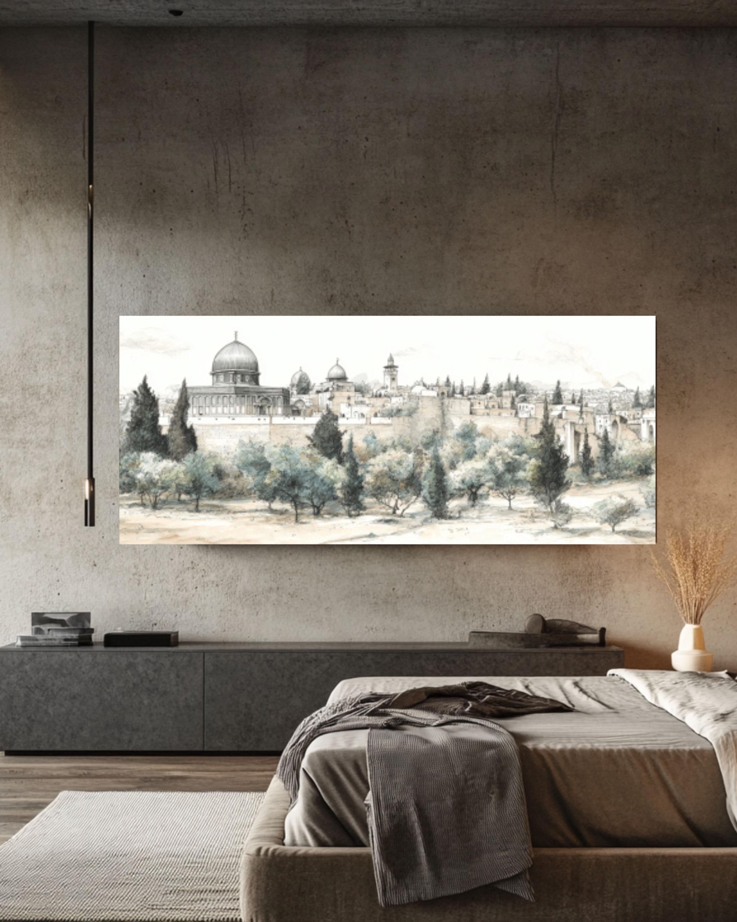 Al-Aqsa Mosque Jerusalem Wall Art | Watercolor Canvas Print
