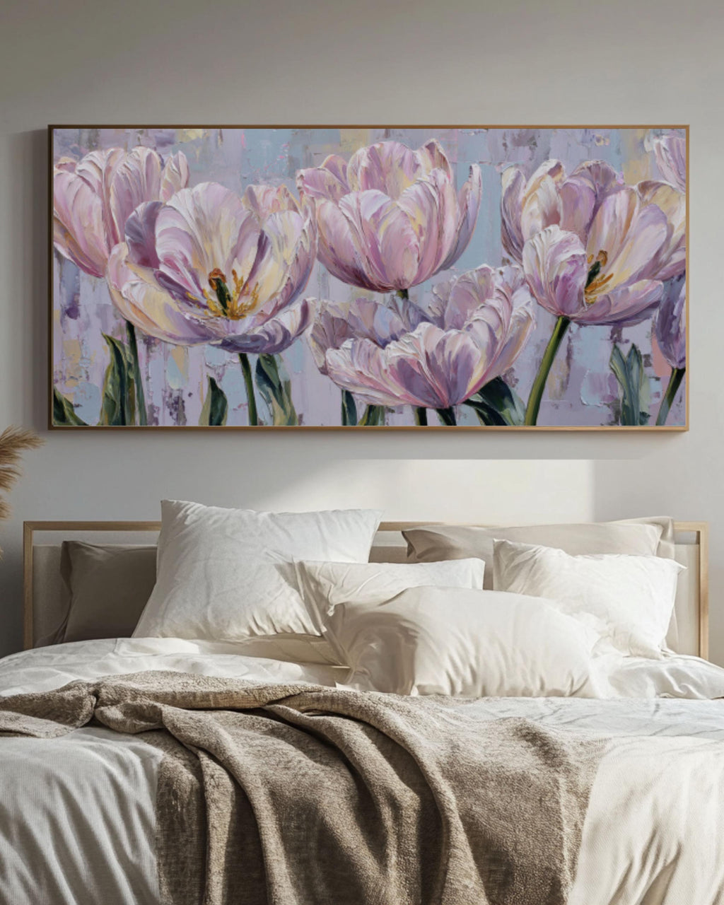 Pastel Tulip Oil Painting Wall Art | Punk Floral Canvas Print