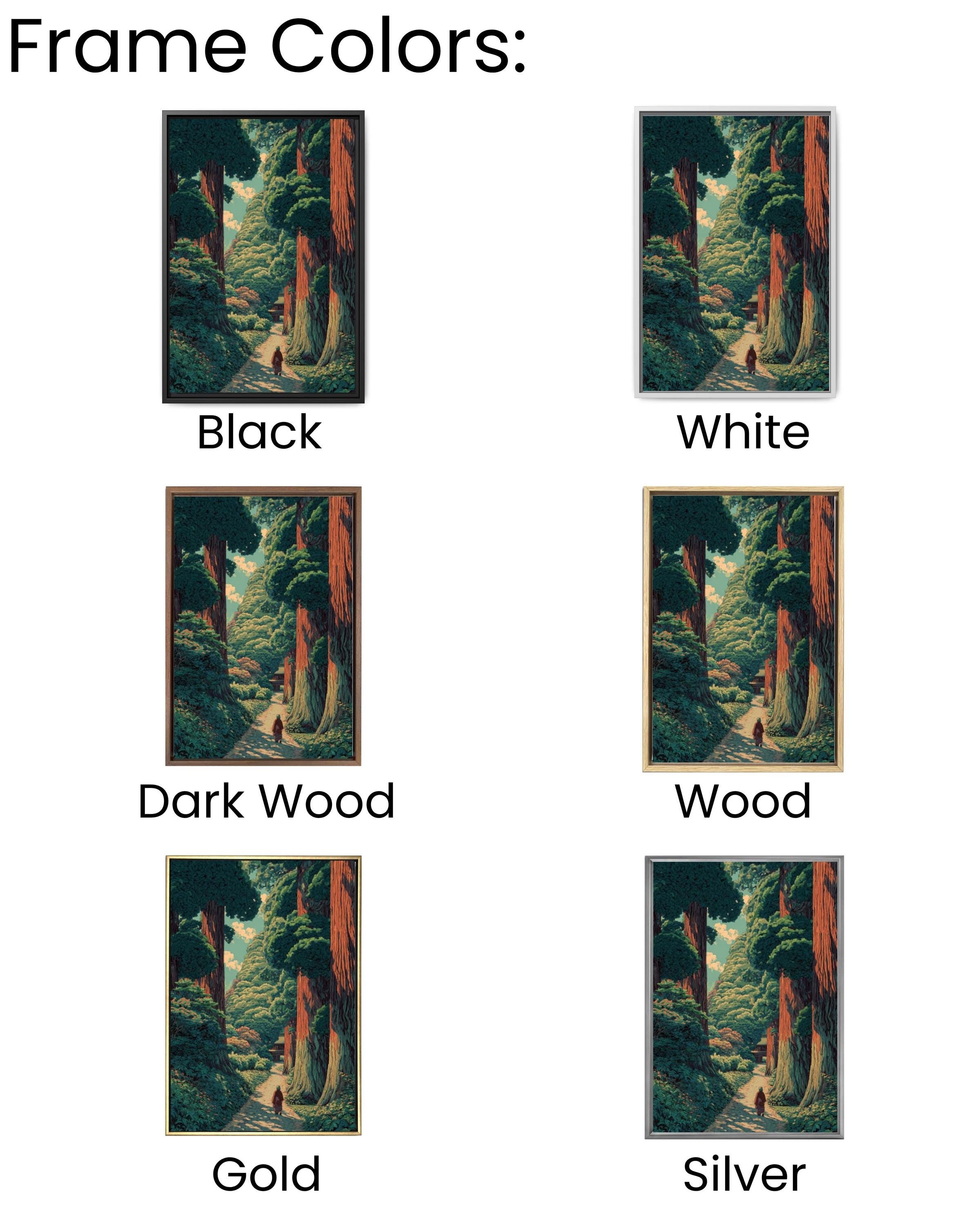 Redwood Forest Wall Art | Japanese Woodblock Style Landscape Canvas