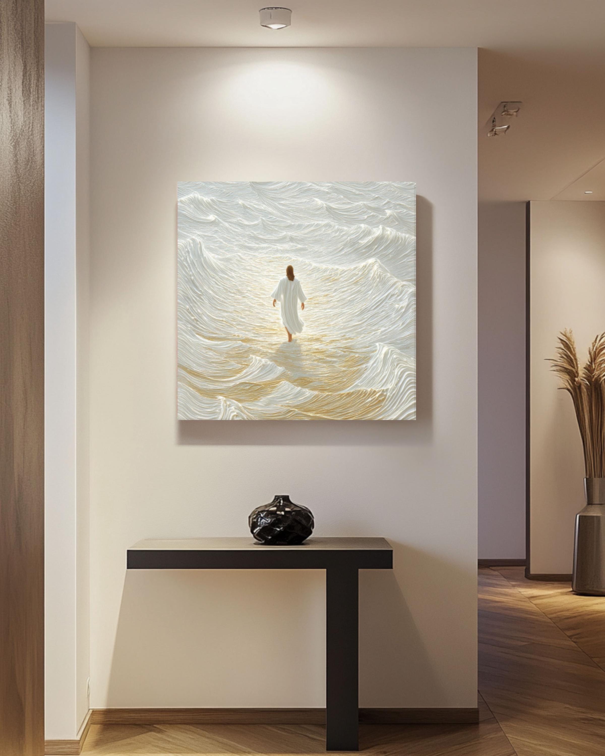 Jesus Walking on Water Wall Art | Abstract Christian Canvas Print
