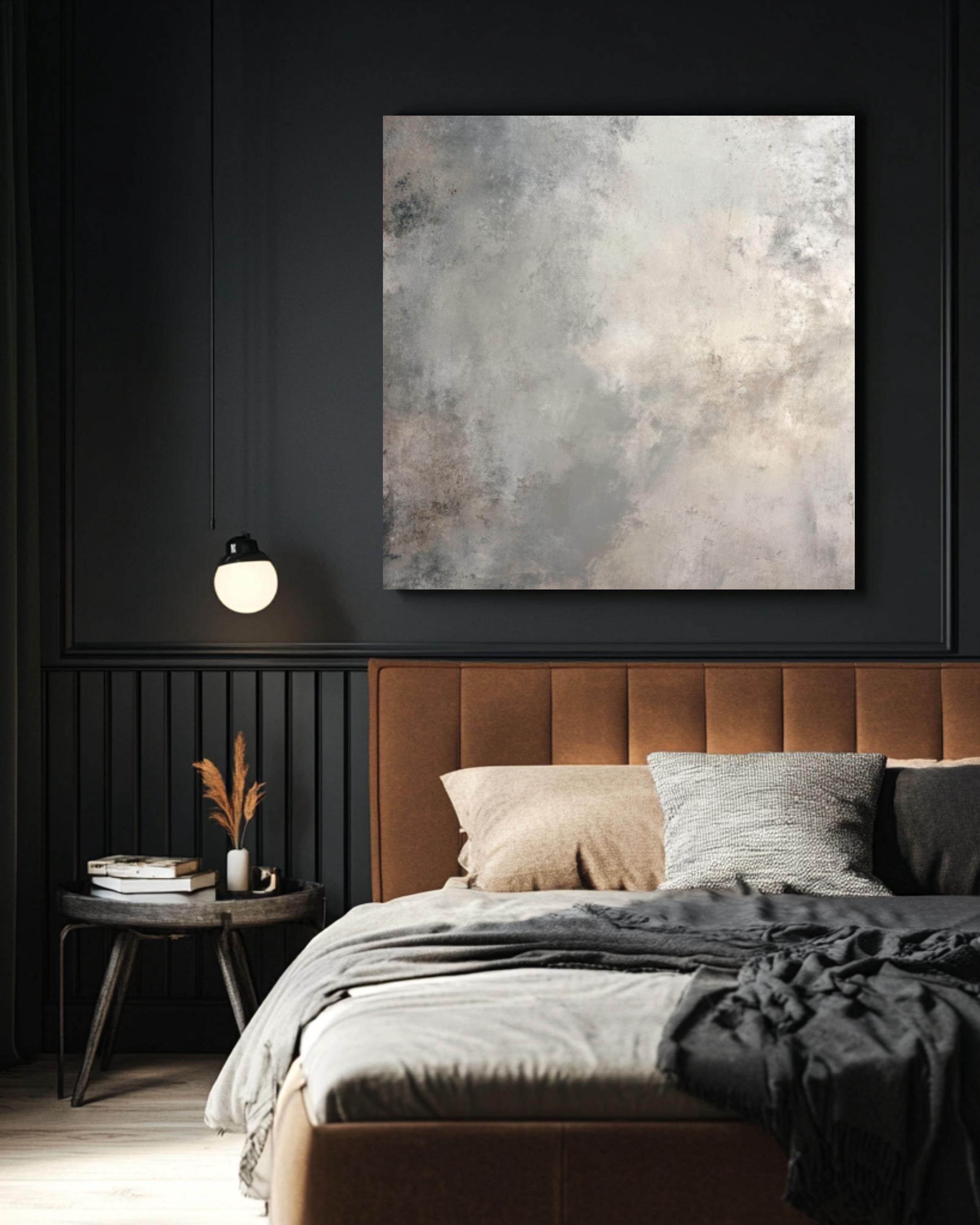 Neutral Gray Abstract Texture Wall Art | Minimalist Gradient Canvas Print