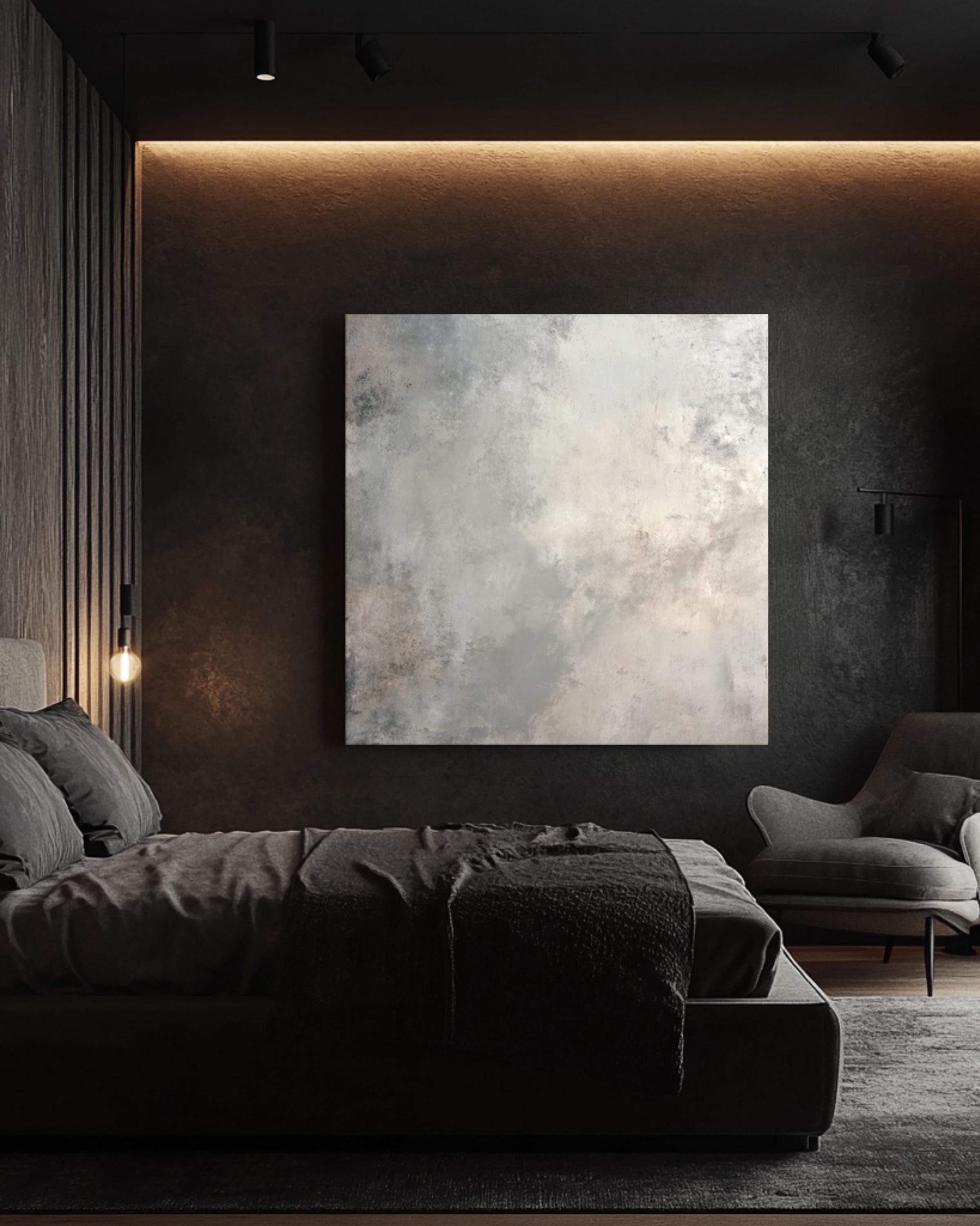Neutral Gray Abstract Texture Wall Art | Minimalist Gradient Canvas Print
