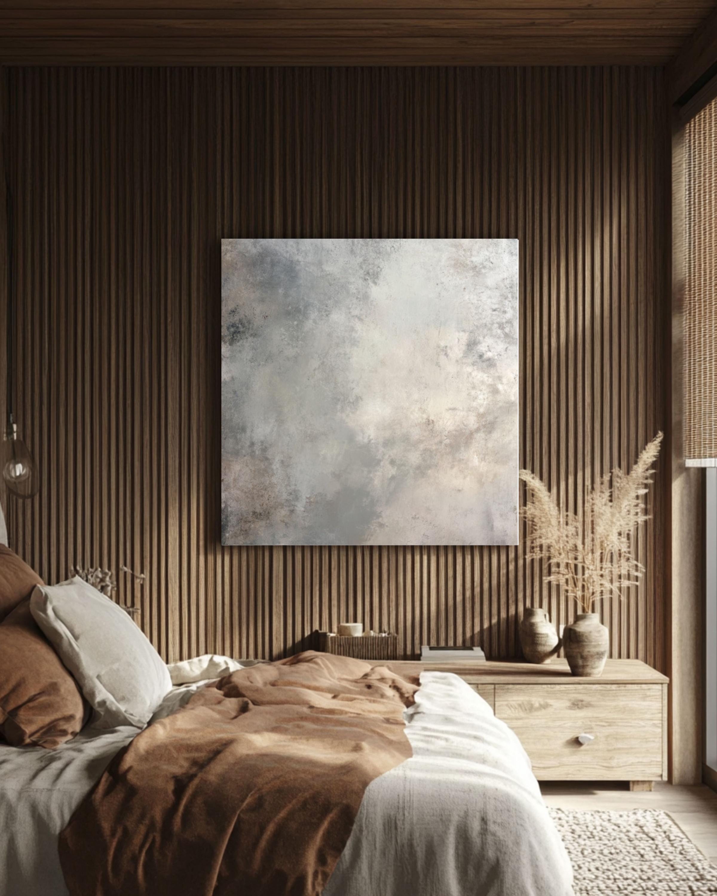 Neutral Gray Abstract Texture Wall Art | Minimalist Gradient Canvas Print