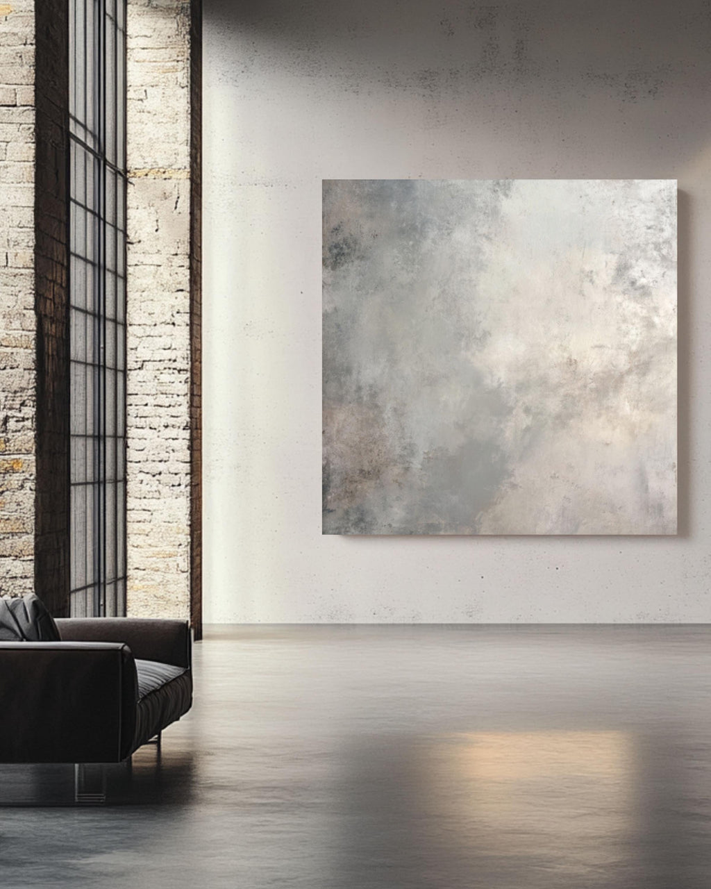 Neutral Gray Abstract Texture Wall Art | Minimalist Gradient Canvas Print