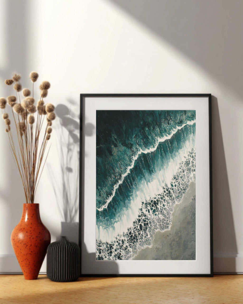 Abstract Arctic Beach Aerial Art: Minimalist Coastal Canvas Print for home and office wall décor