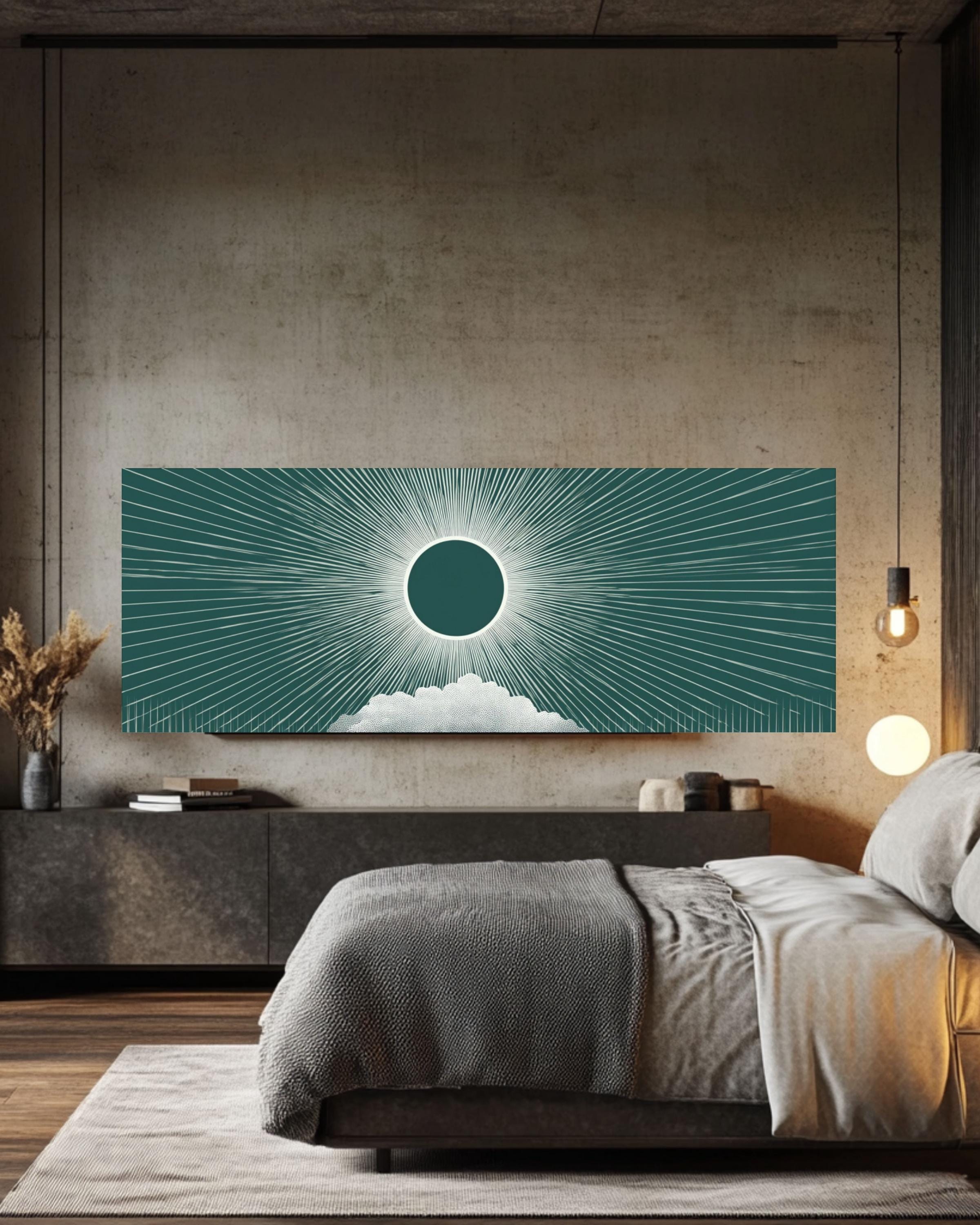 Geometric Illusion Wall Art | White Circle on Deep Green Canvas Print