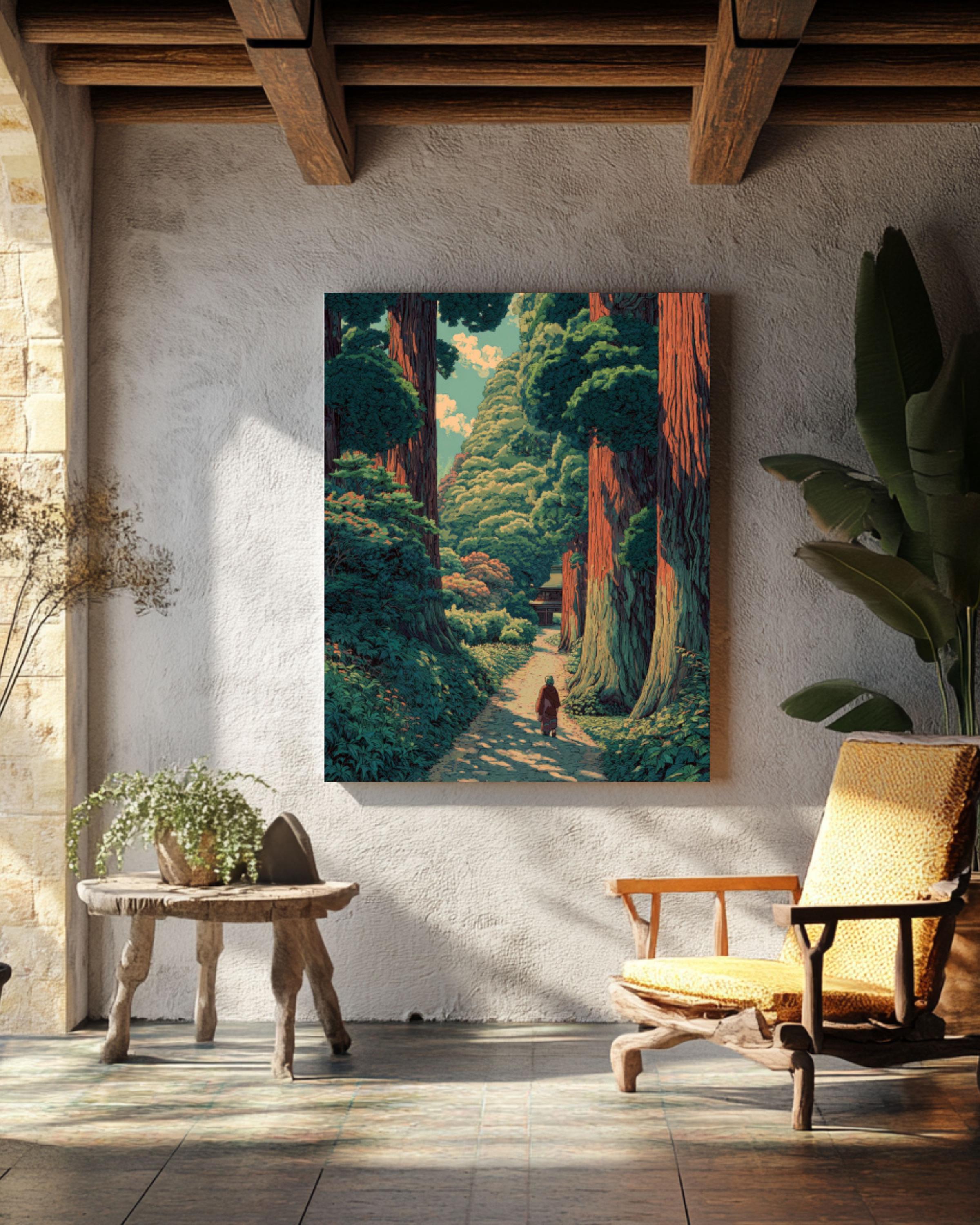 Redwood Forest Art Print: Kawase Hasui Style Japanese Landscape for home and office wall décor